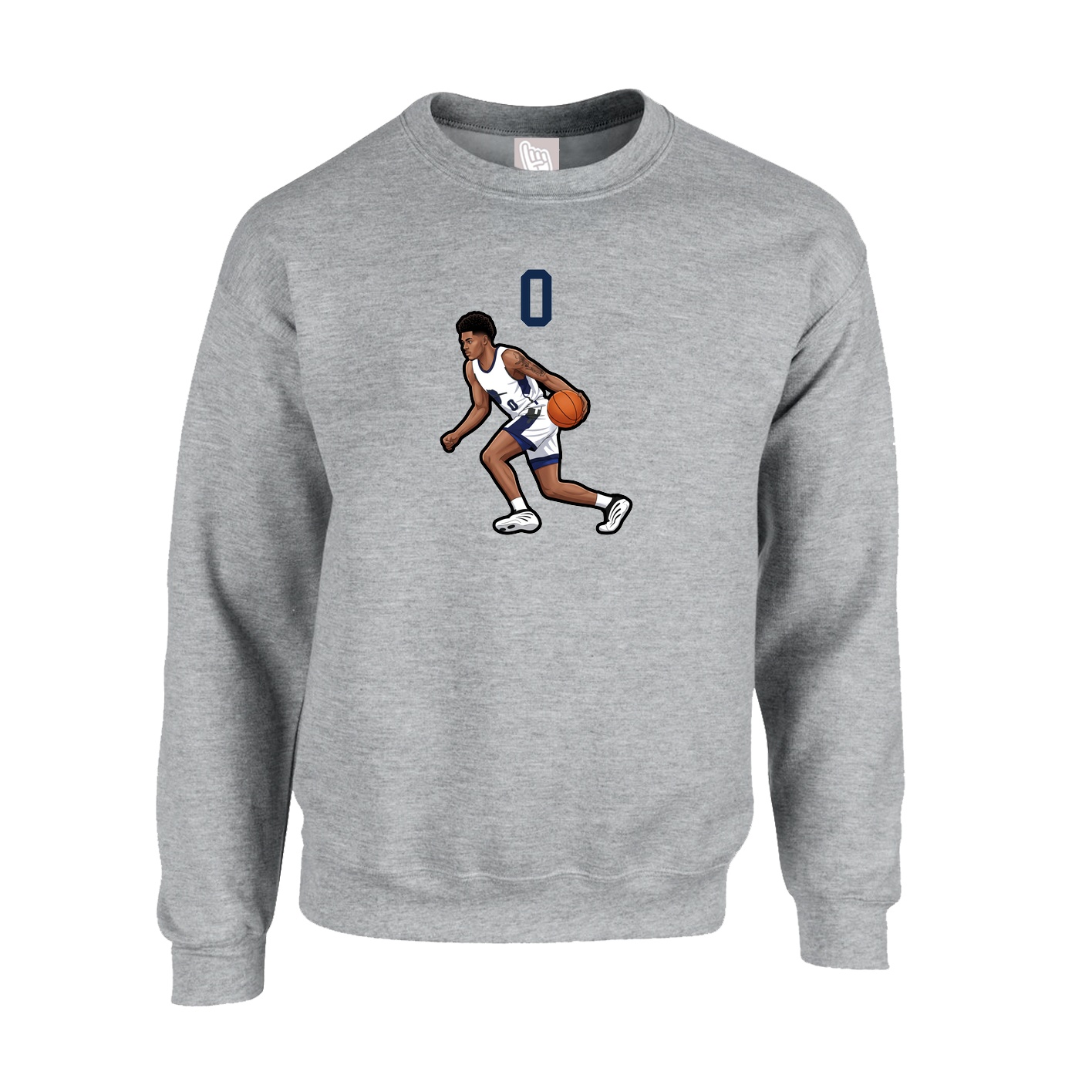 Fleece Crew — Number Top in Grey