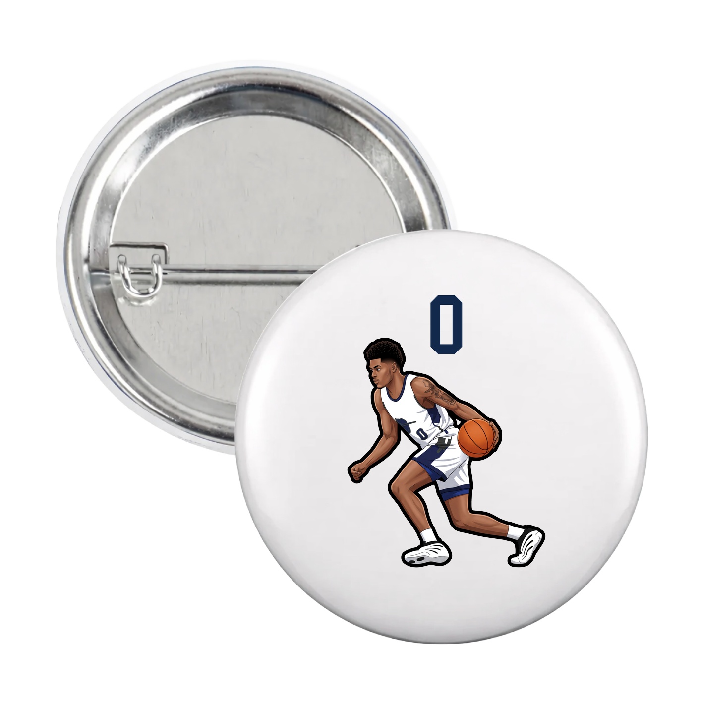 Game Day Button — Number Top in White