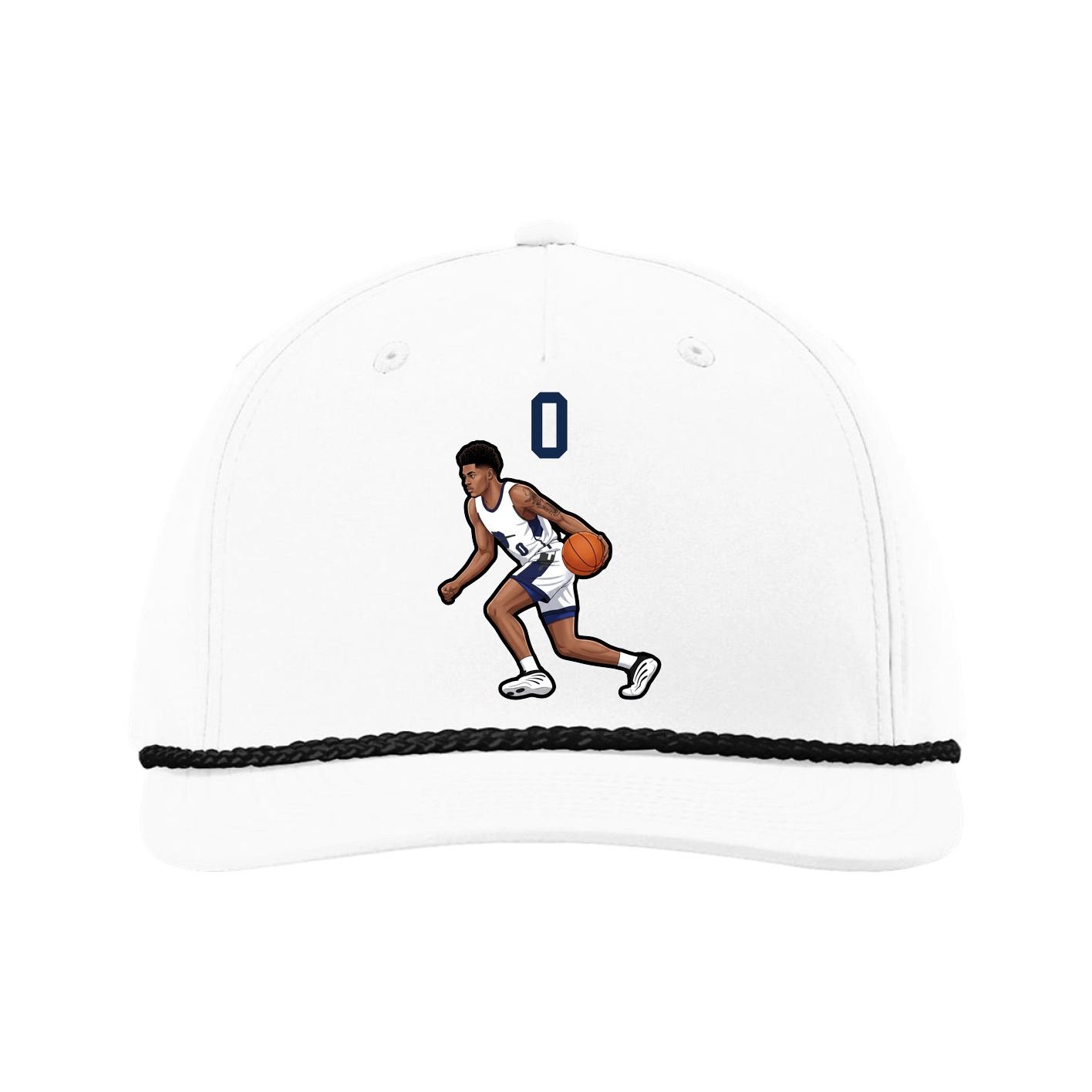 Five-Panel Classic Rope Cap — Number Top in White