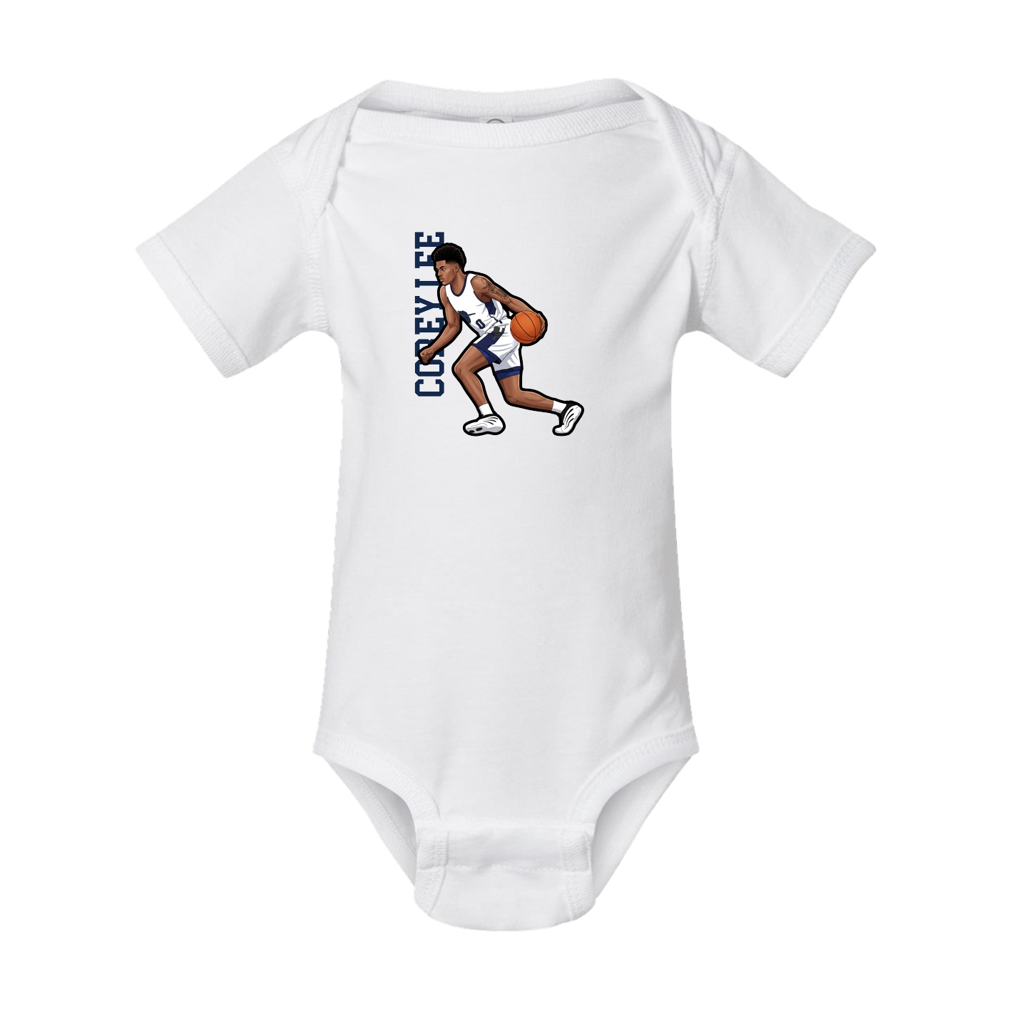 Baby Onesie — Name Vertical in White