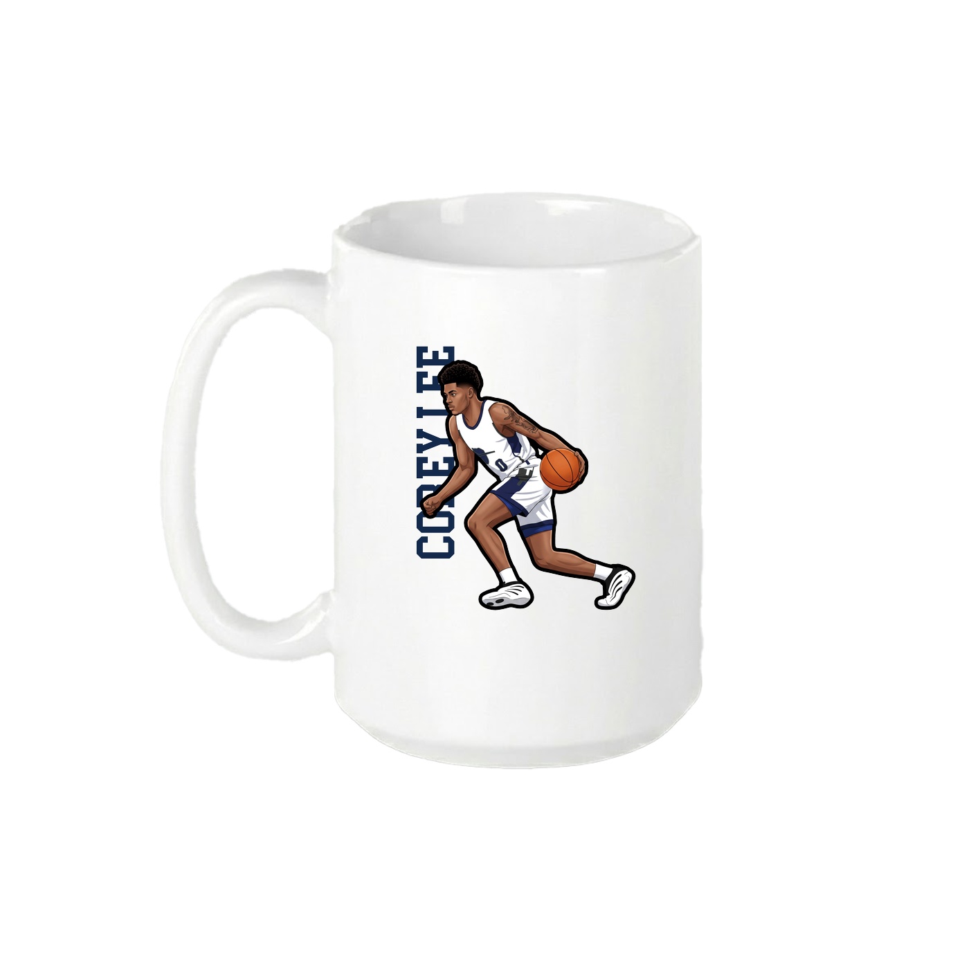 15oz Coffee Mug — Name Vertical in White