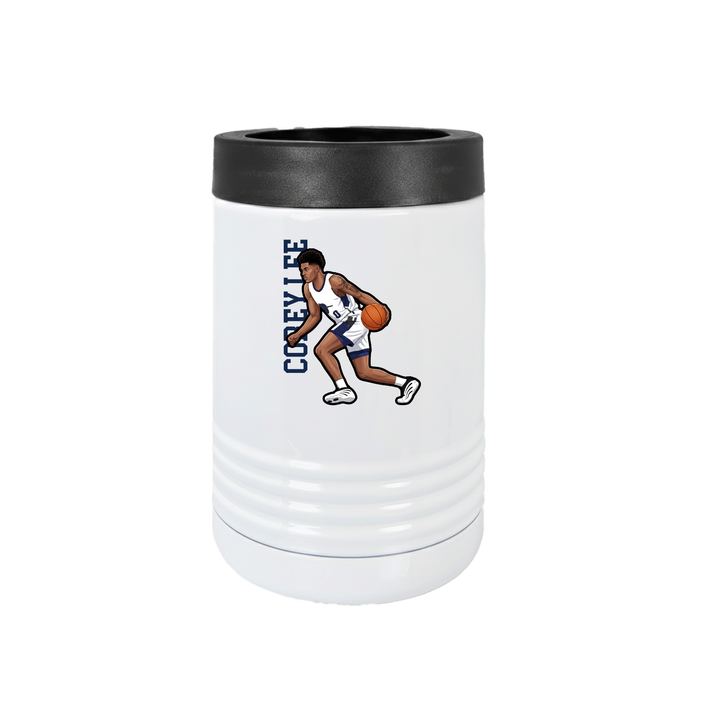 Beverage Holder — Name Vertical in White