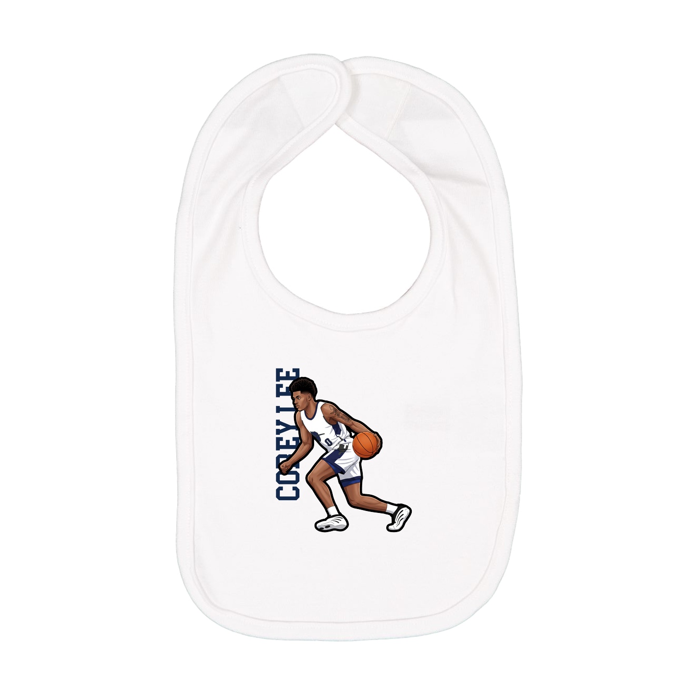 Infant Bib — Name Vertical in White
