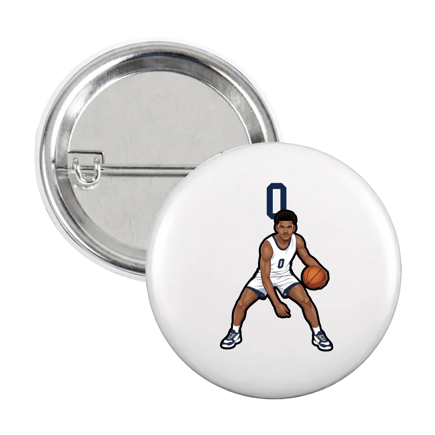 Game Day Button — Number Top in White