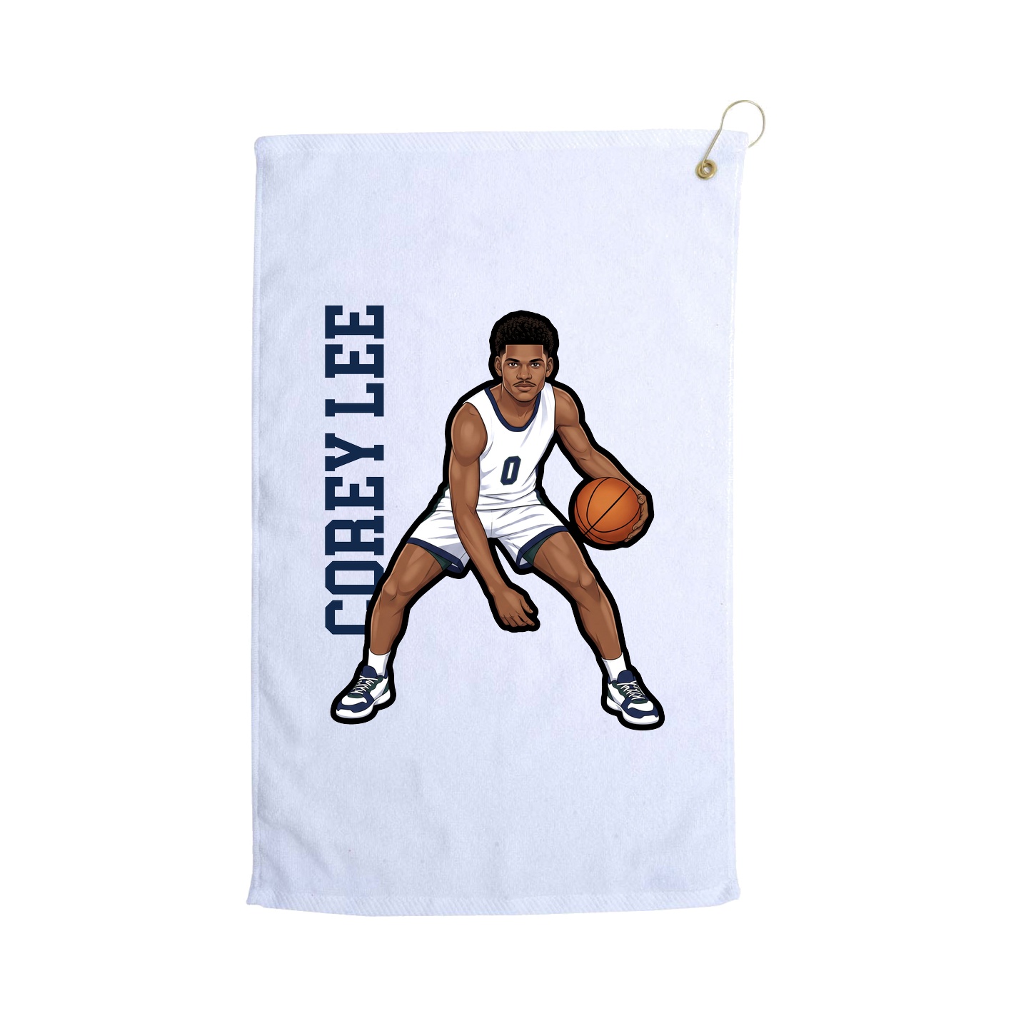 Golf Towel — Name Vertical in White