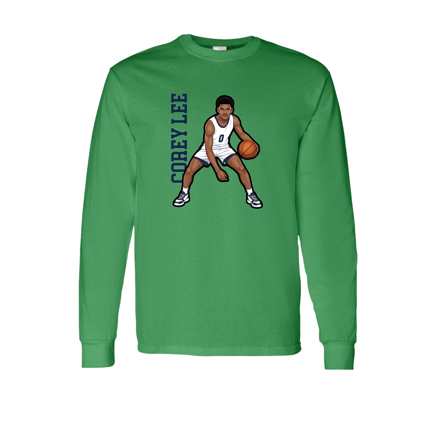 Long Sleeve Tee — Name Vertical in Green