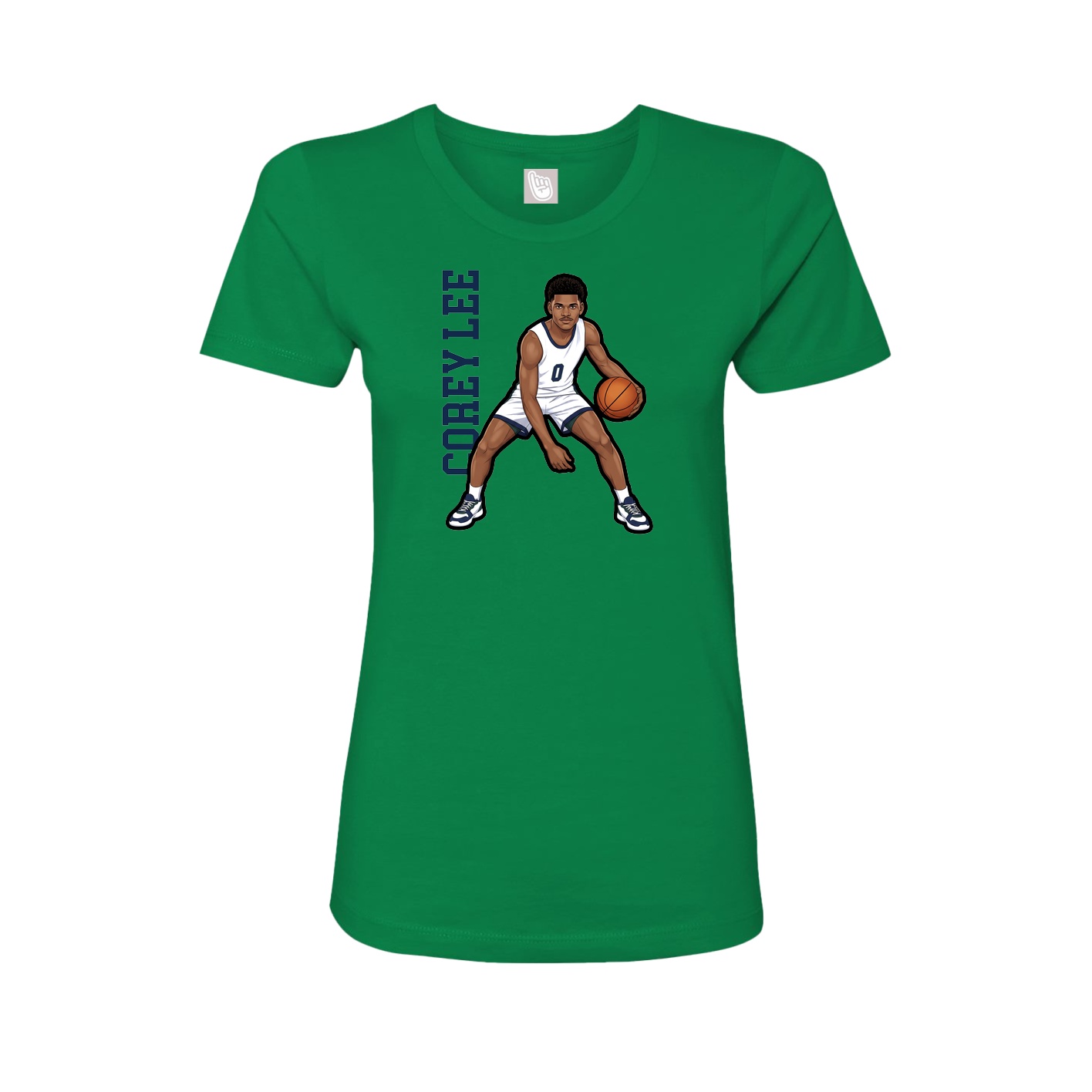 Womens Tee — Name Vertical in Green