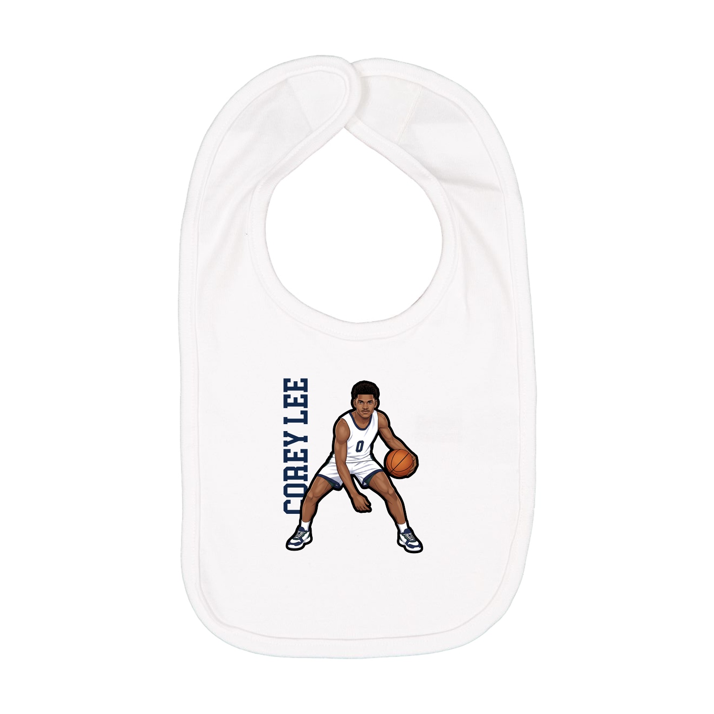Infant Bib — Name Vertical in White