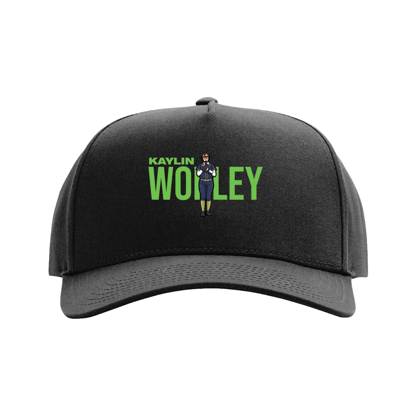 Full Fabric Five-Panel Champ Cap — Player Name in Black