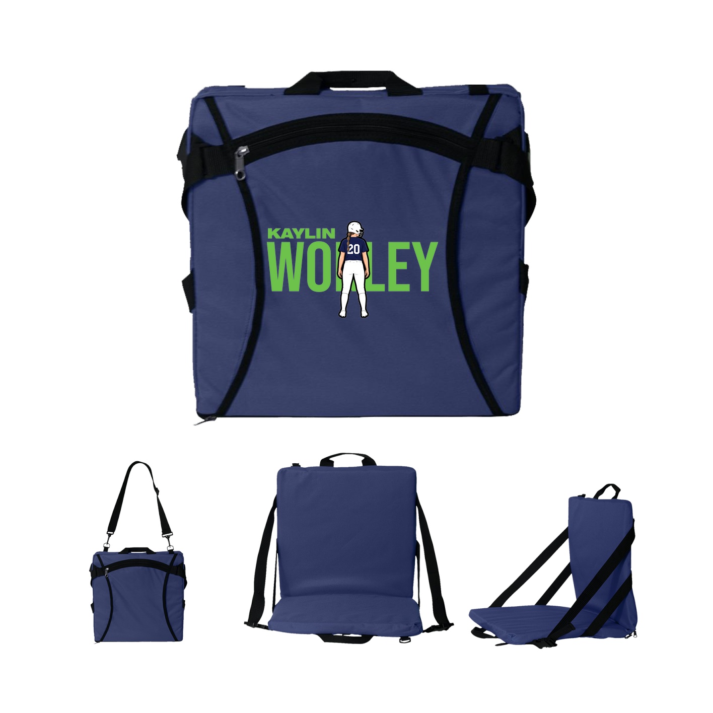 Folding Stadium Seat — Player Name in Navy