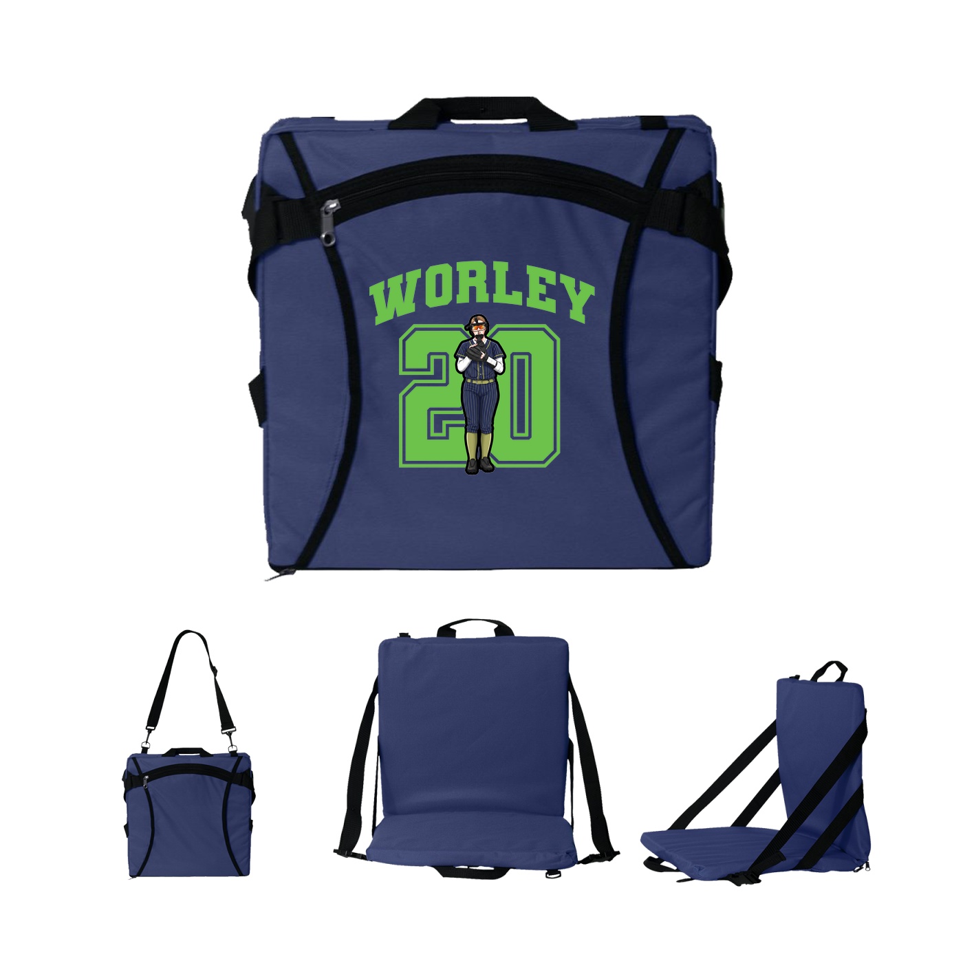 Folding Stadium Seat — Number in Navy