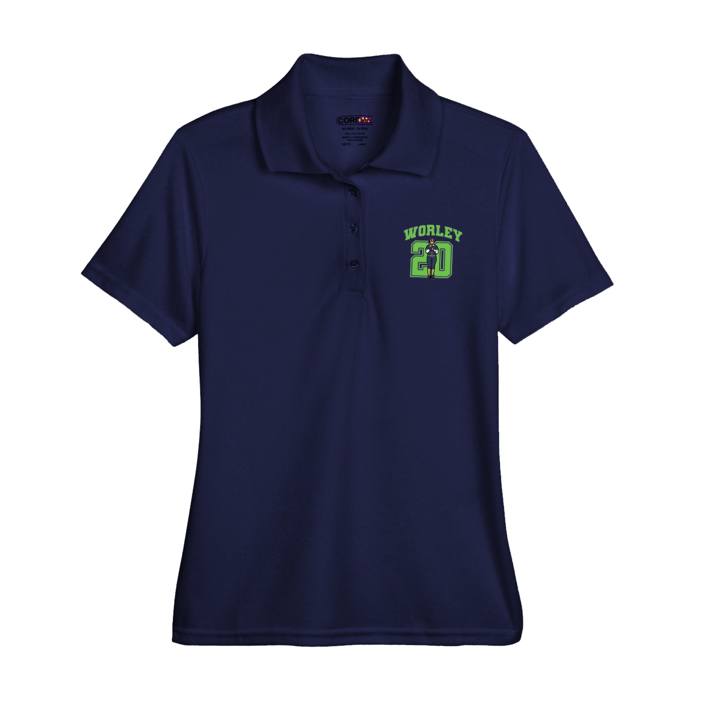 Womens Performance Polo — Number in Navy