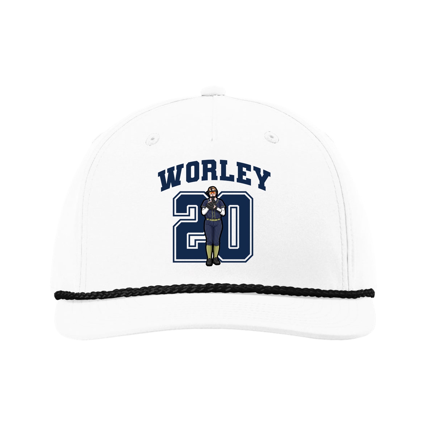 Five-Panel Classic Rope Cap — Number in White