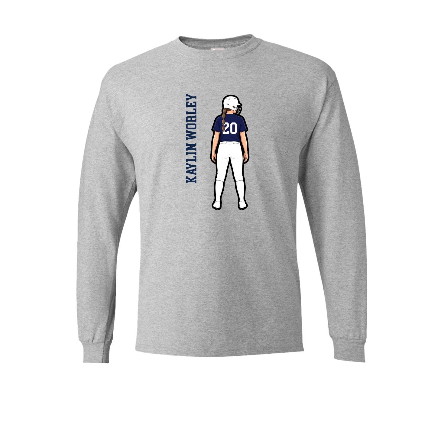 Long Sleeve Tee — Name Vertical in Grey