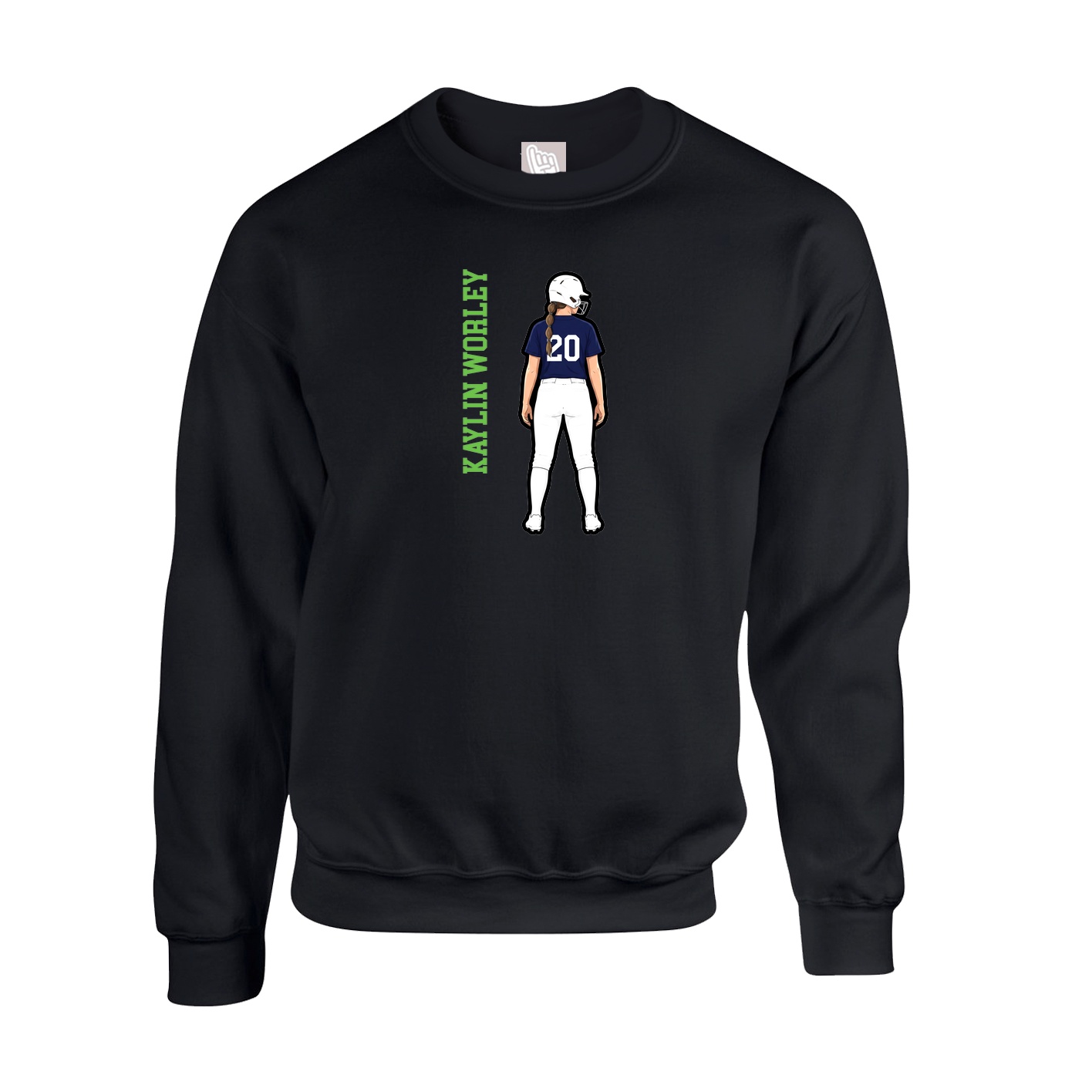 Fleece Crew — Name Vertical in Black