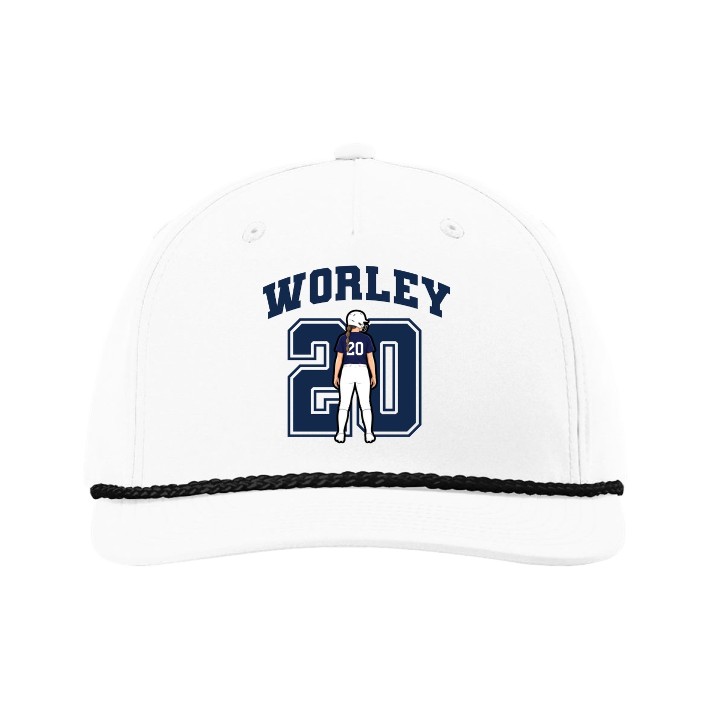 Five-Panel Classic Rope Cap — Number in White