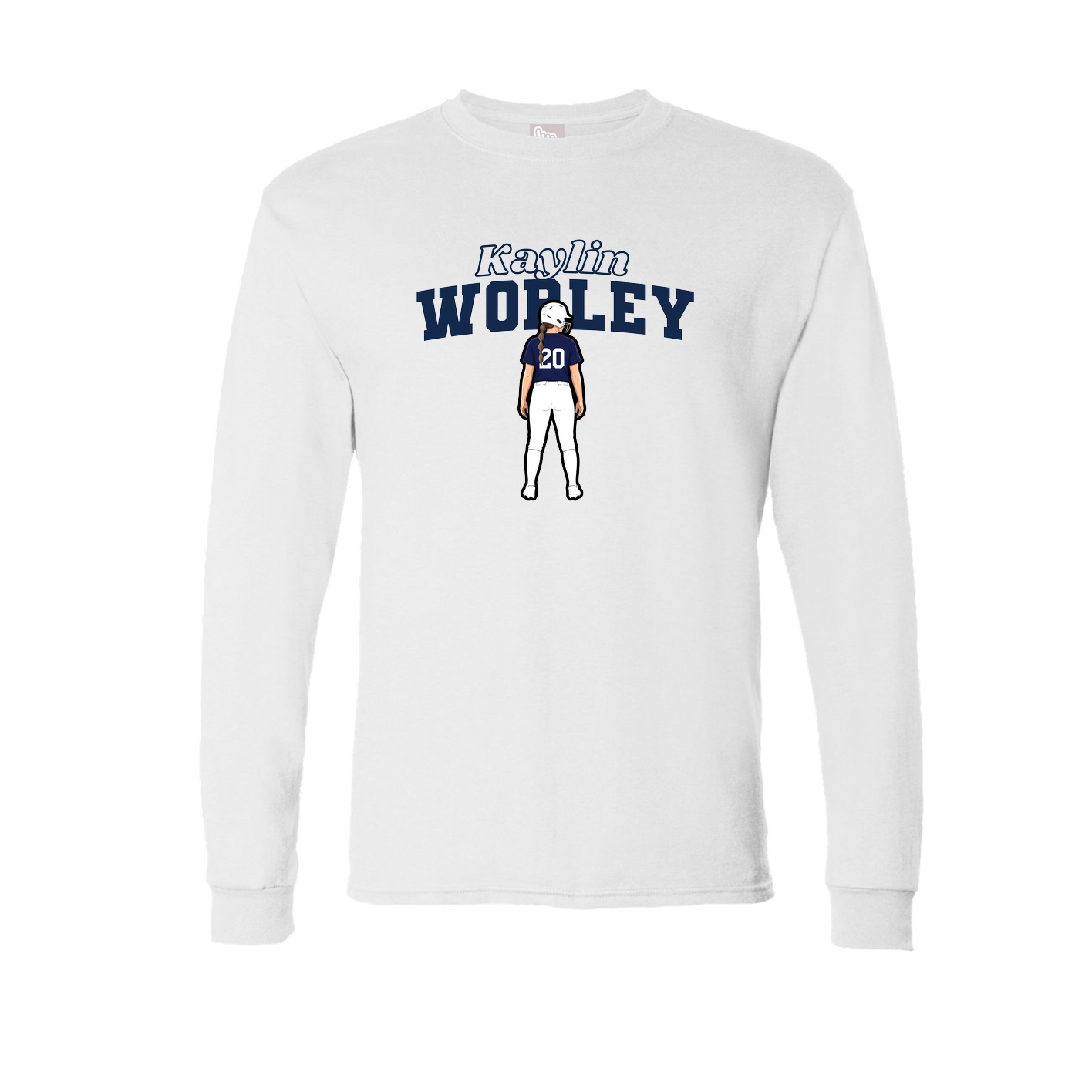 Long Sleeve Tee — Name Arch in White