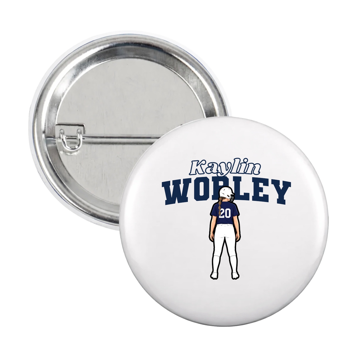 Game Day Button — Name Arch in White
