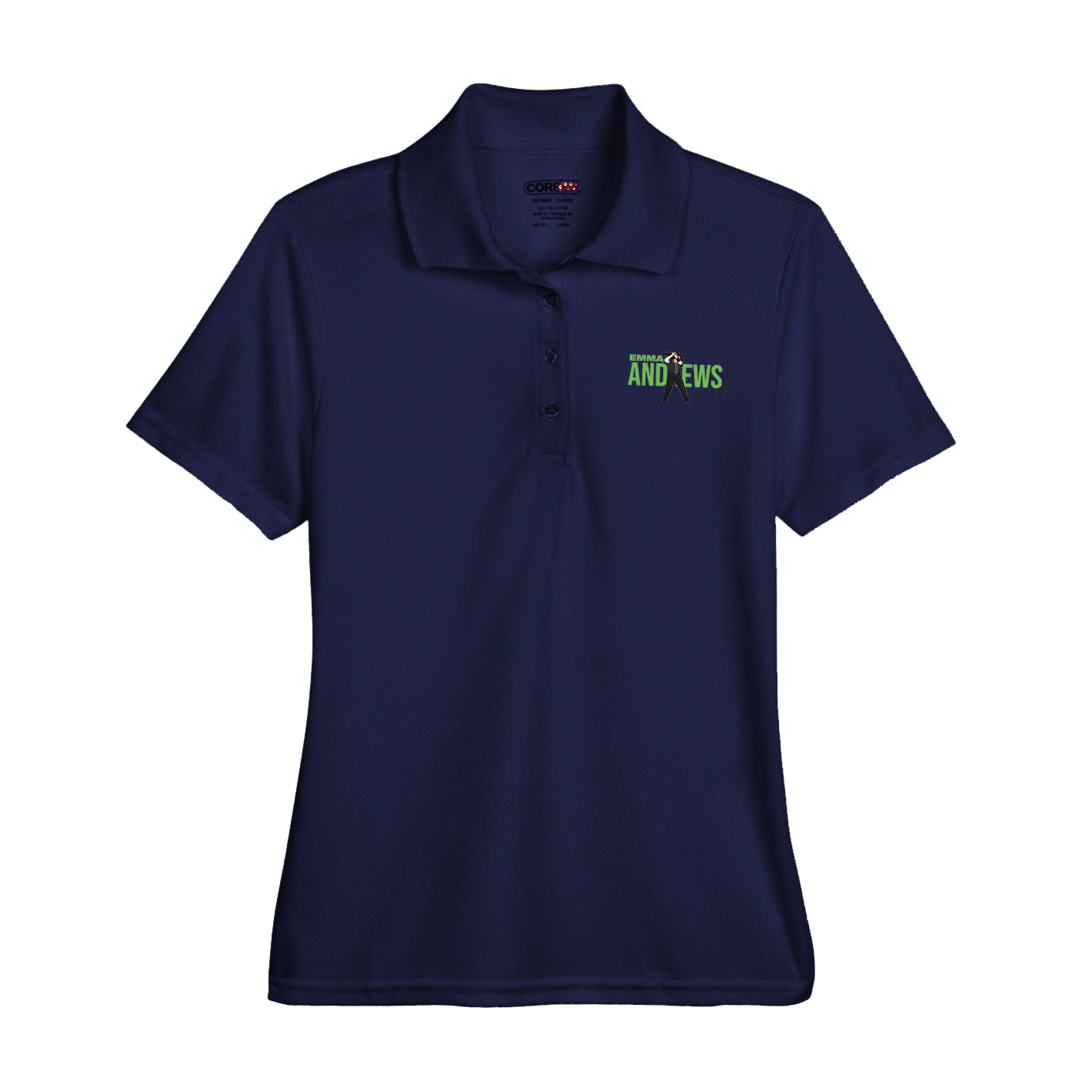 Womens Performance Polo — Player Name in Navy