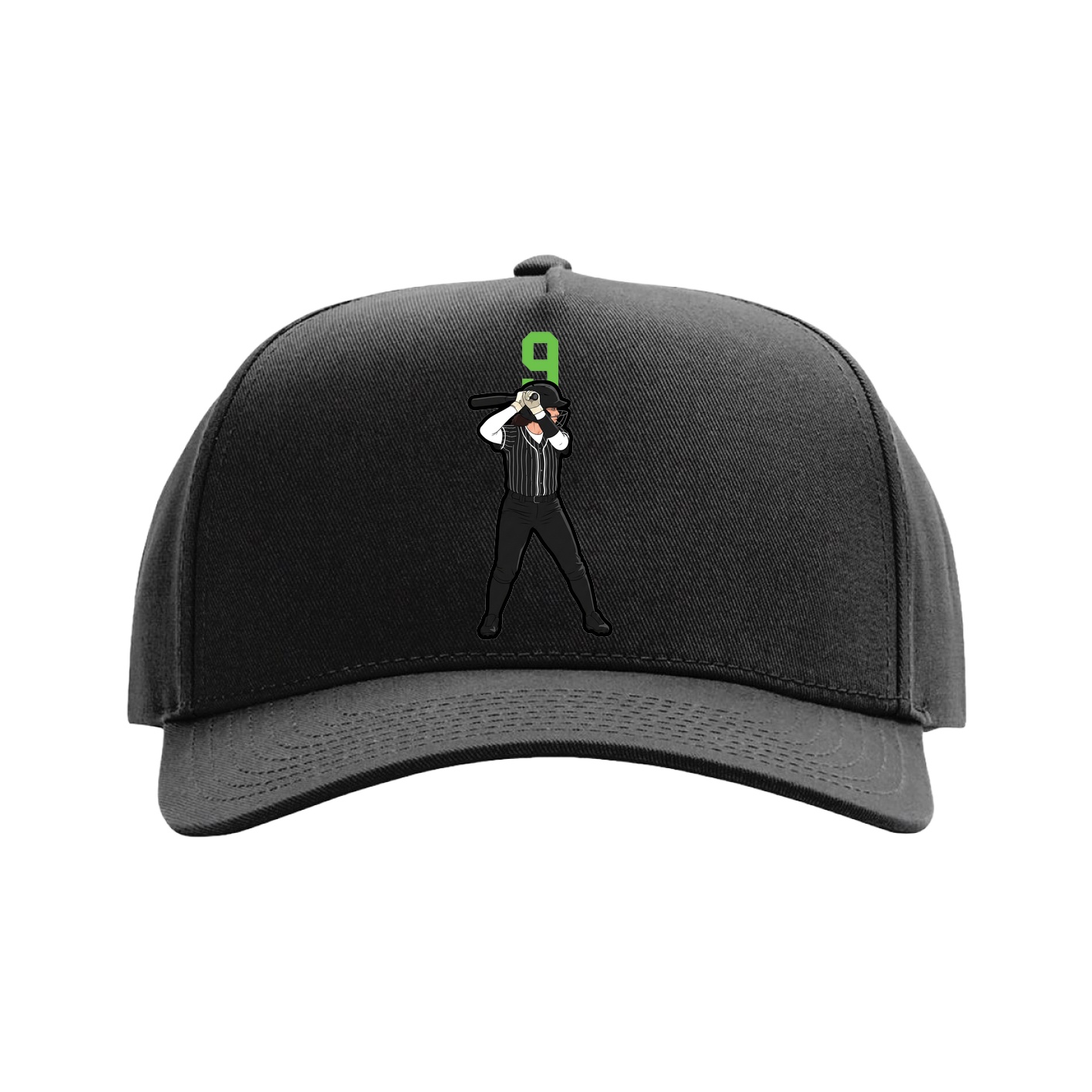 Full Fabric Five-Panel Champ Cap — Number Top in Black