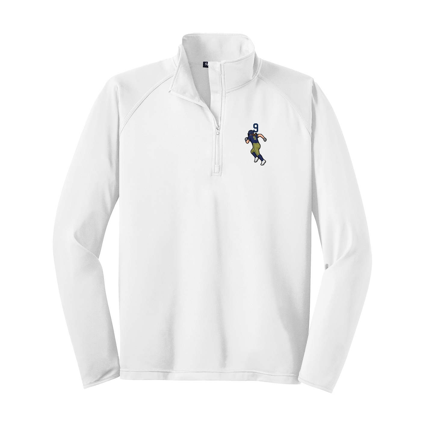 Q-Zip Pullover — Number Top in White