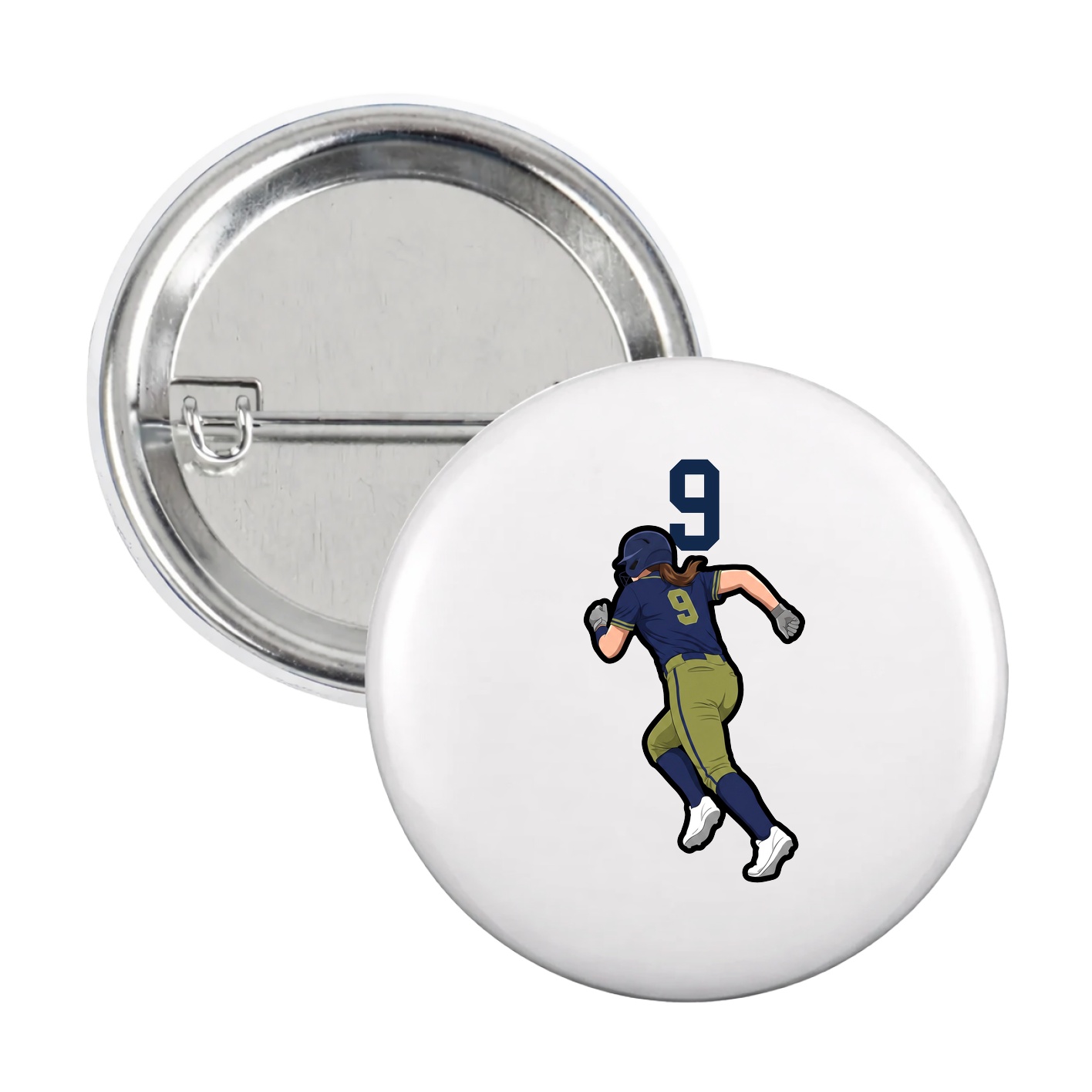 Game Day Button — Number Top in White