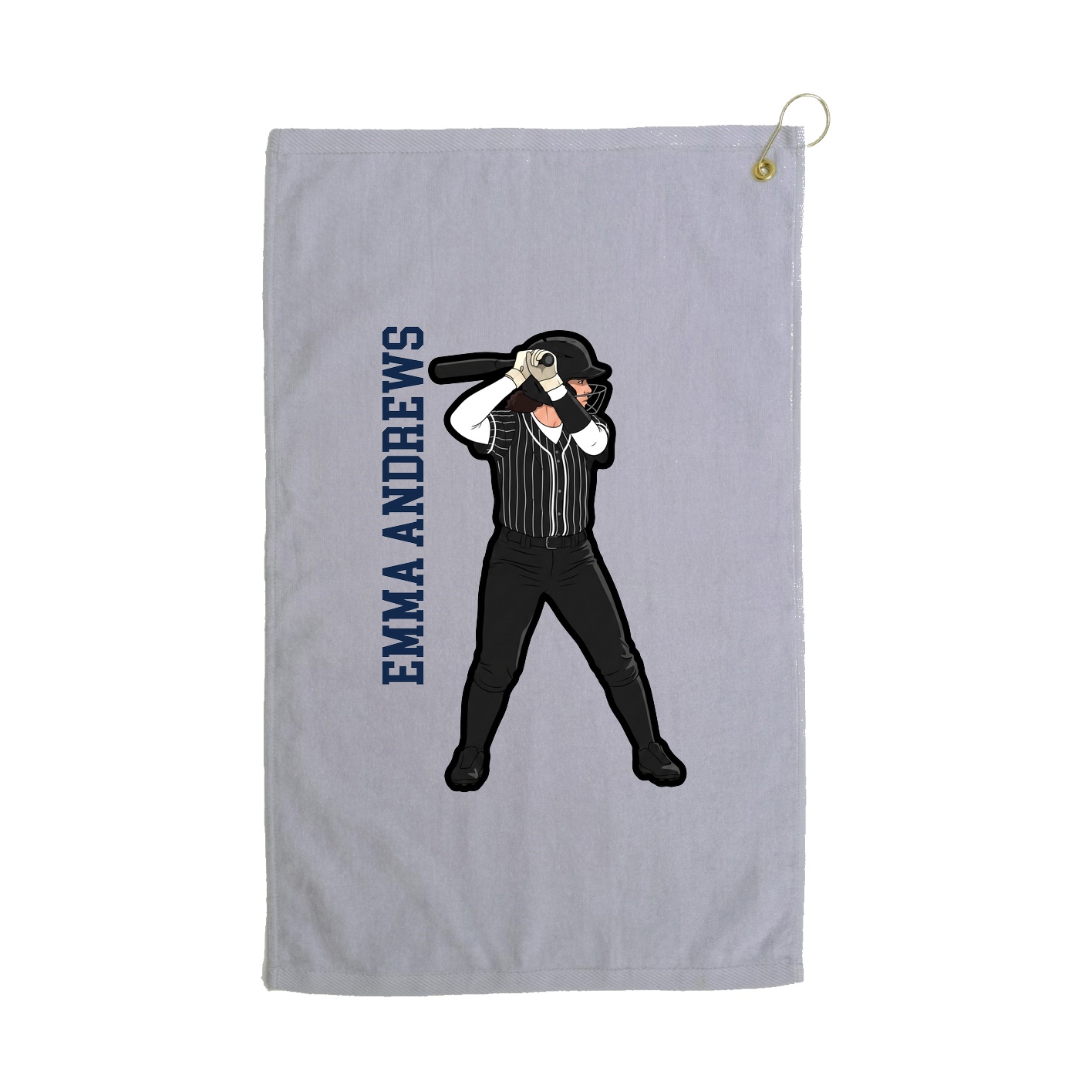Golf Towel — Name Vertical in Grey