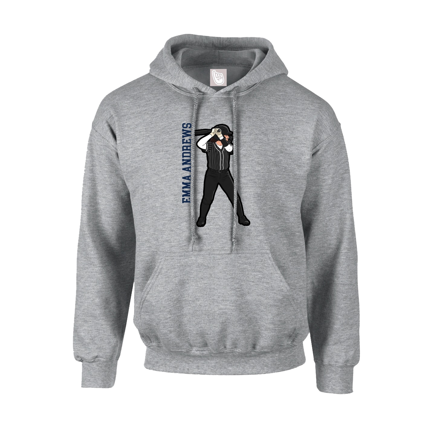 Hoodie — Name Vertical in Grey