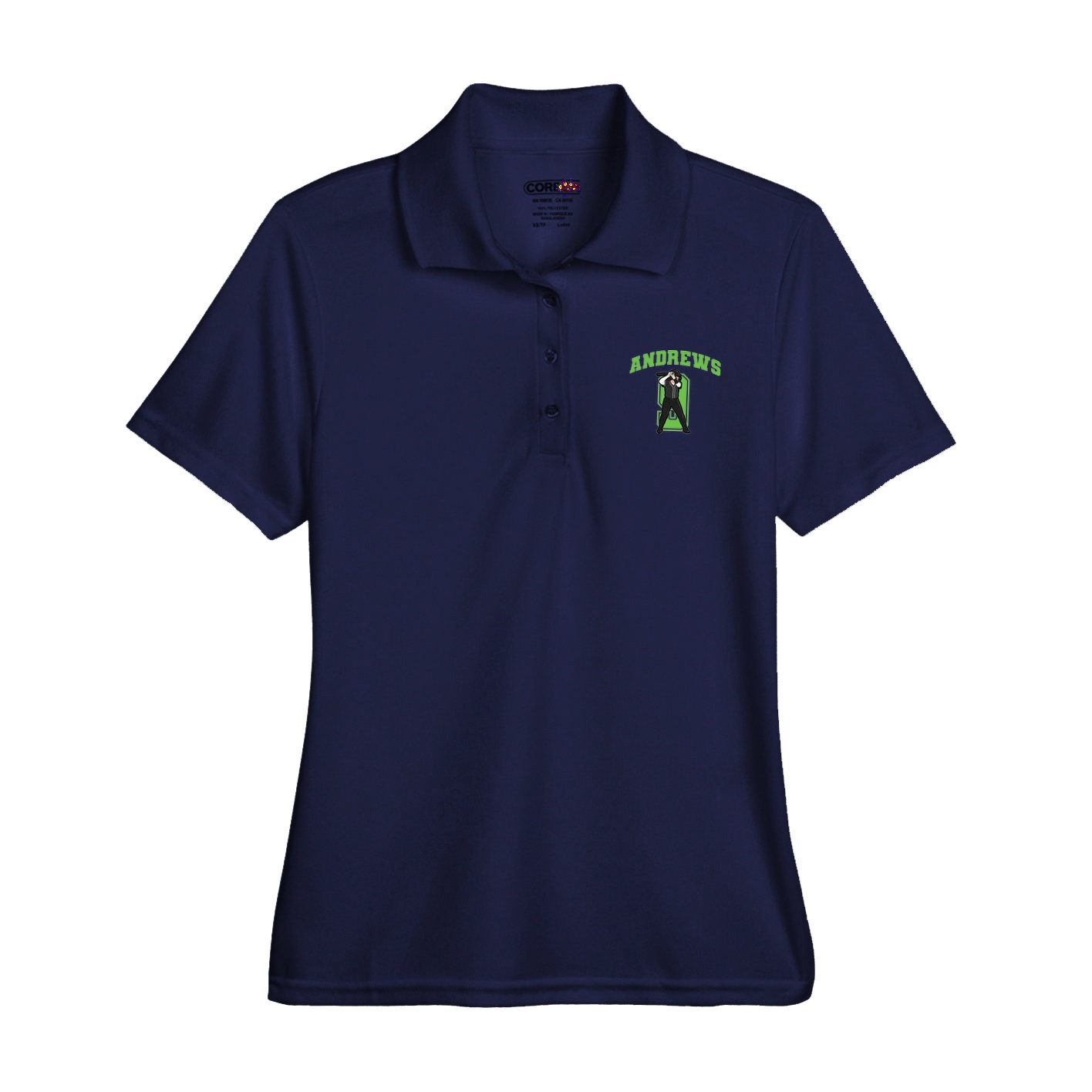 Womens Performance Polo — Number in Navy