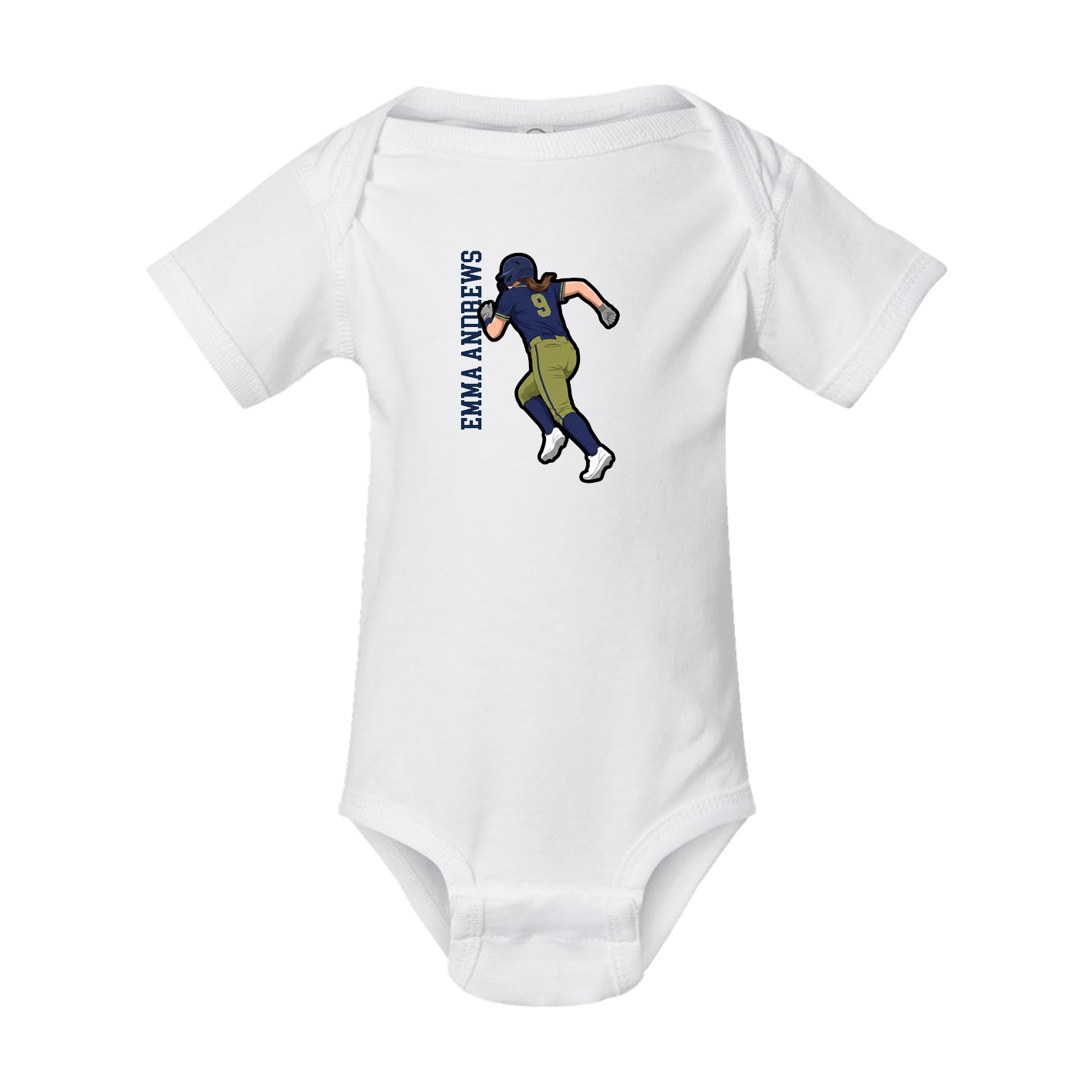 Baby Onesie — Name Vertical in White