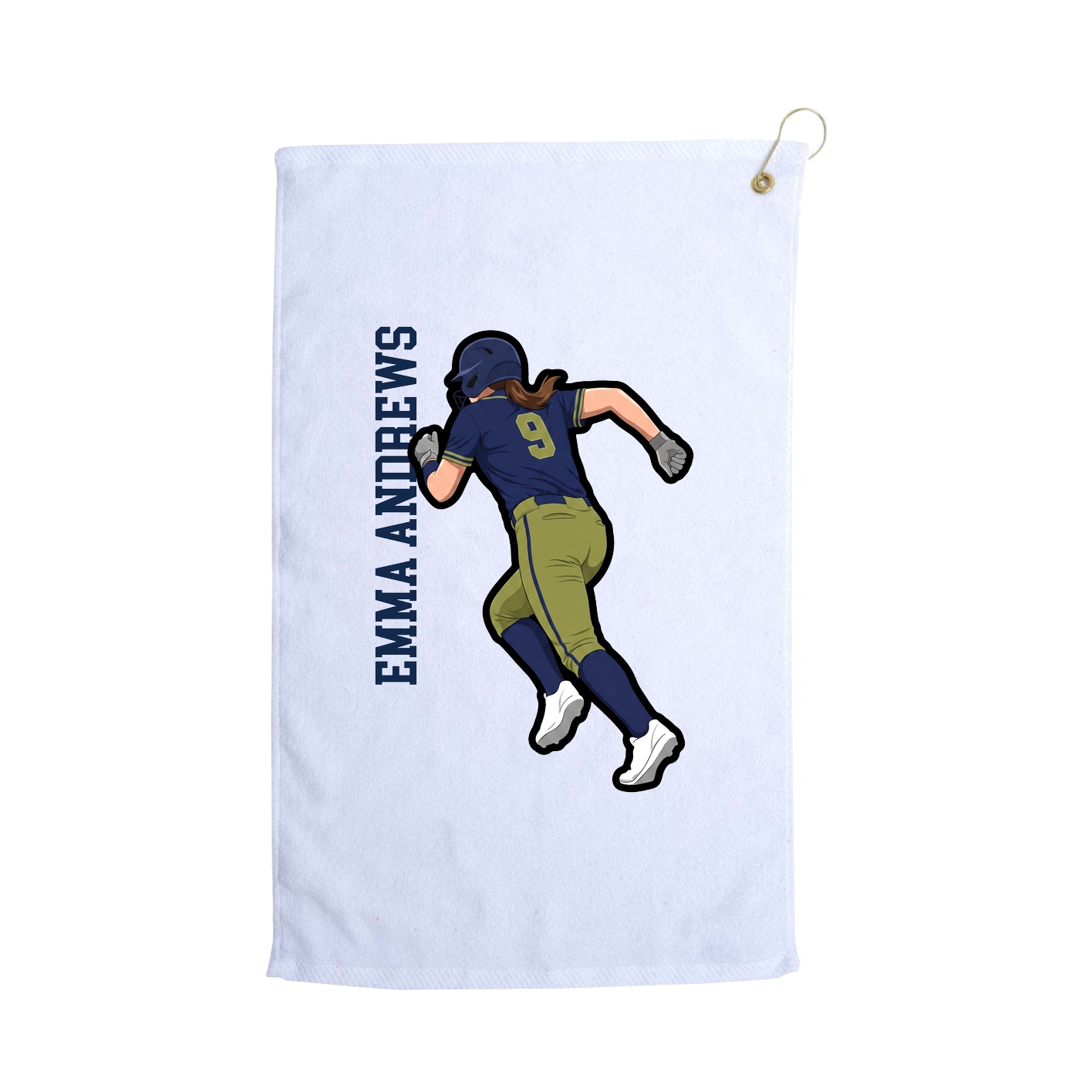 Golf Towel — Name Vertical in White