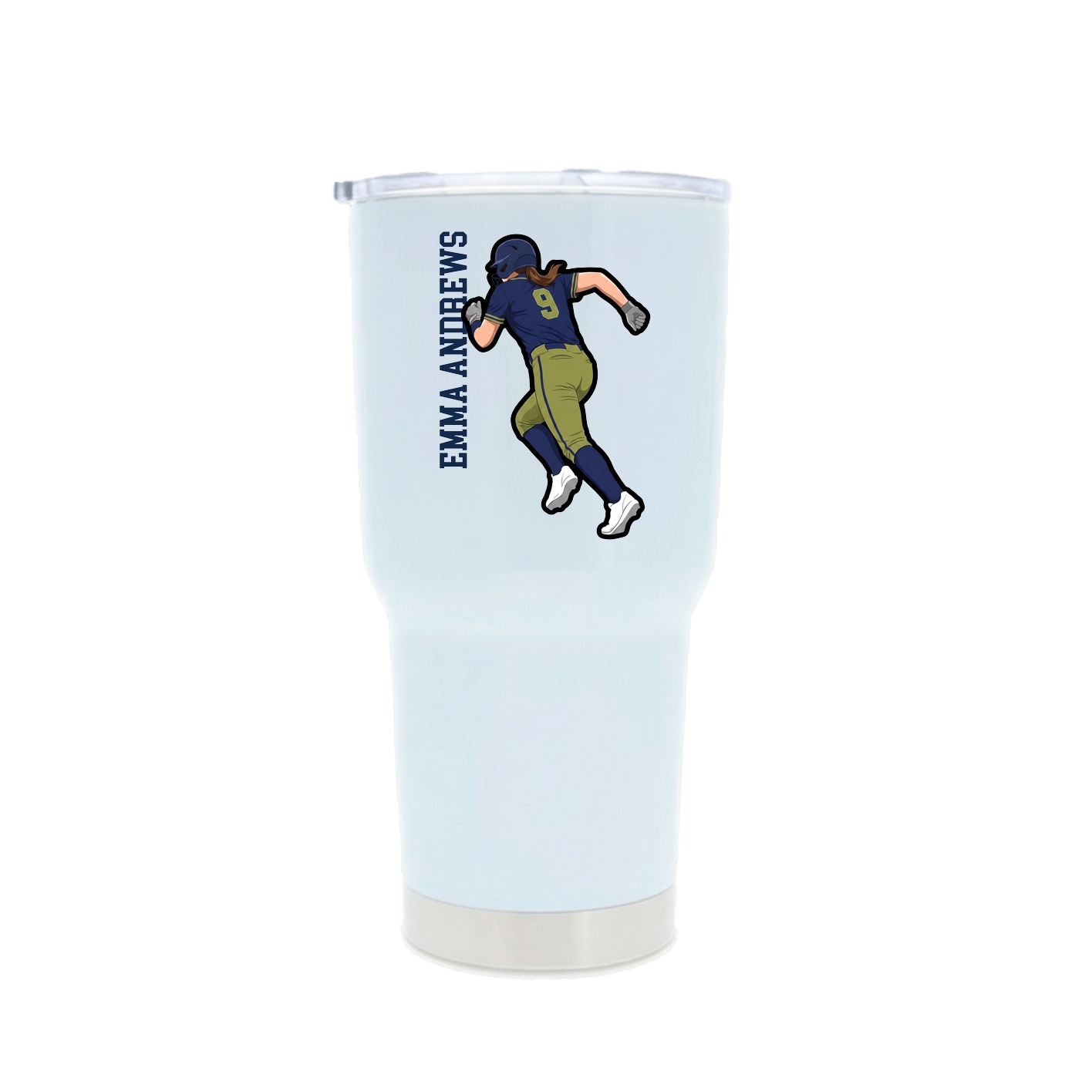 30oz Stainless Steel Tumbler — Name Vertical in White