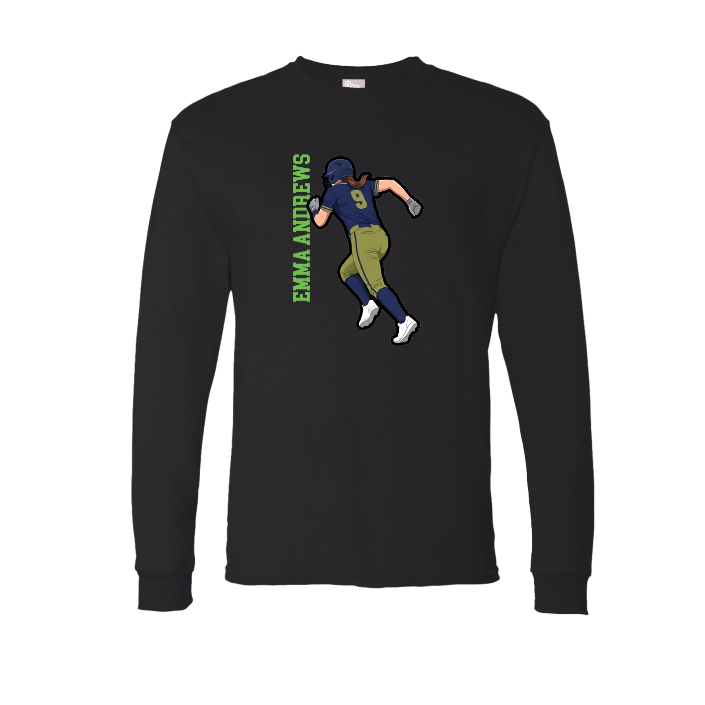 Long Sleeve Tee — Name Vertical in Black