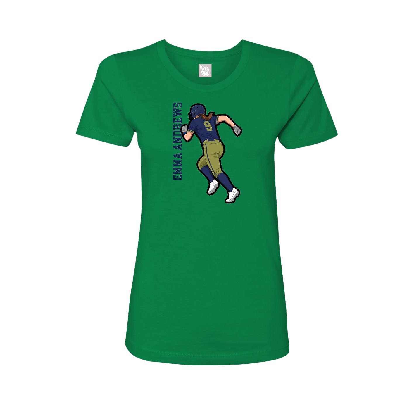 Fitted Women's Tee — Name Vertical in Green