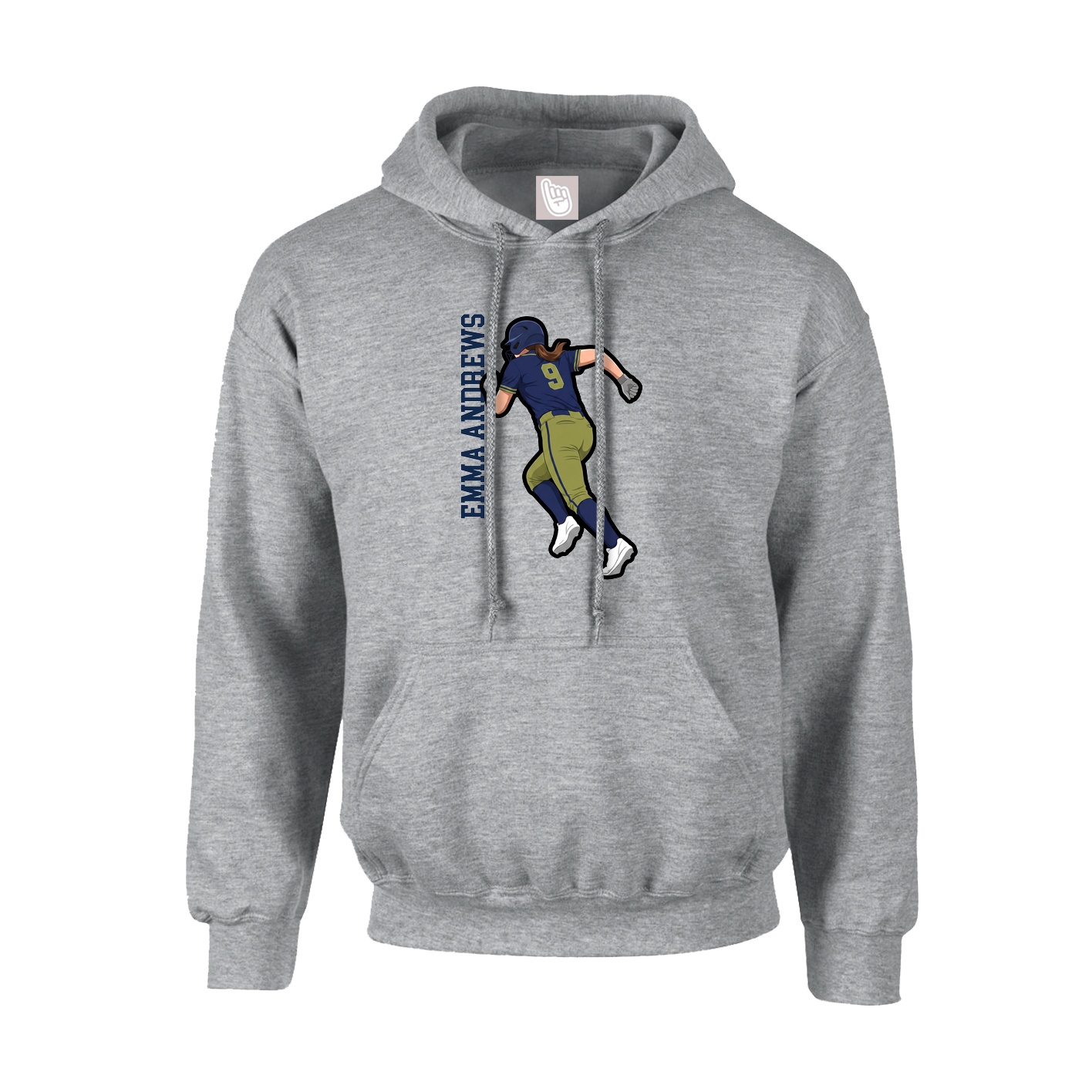 Youth Hoodie — Name Vertical in Grey