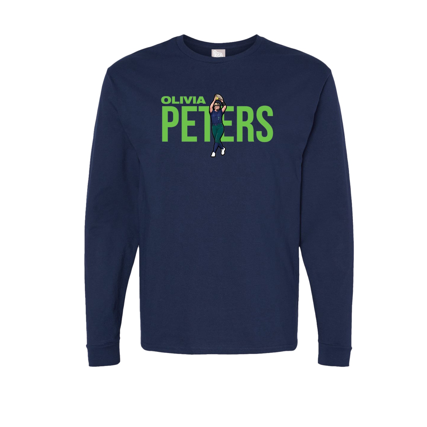 Long Sleeve Tee — Player Name in Navy