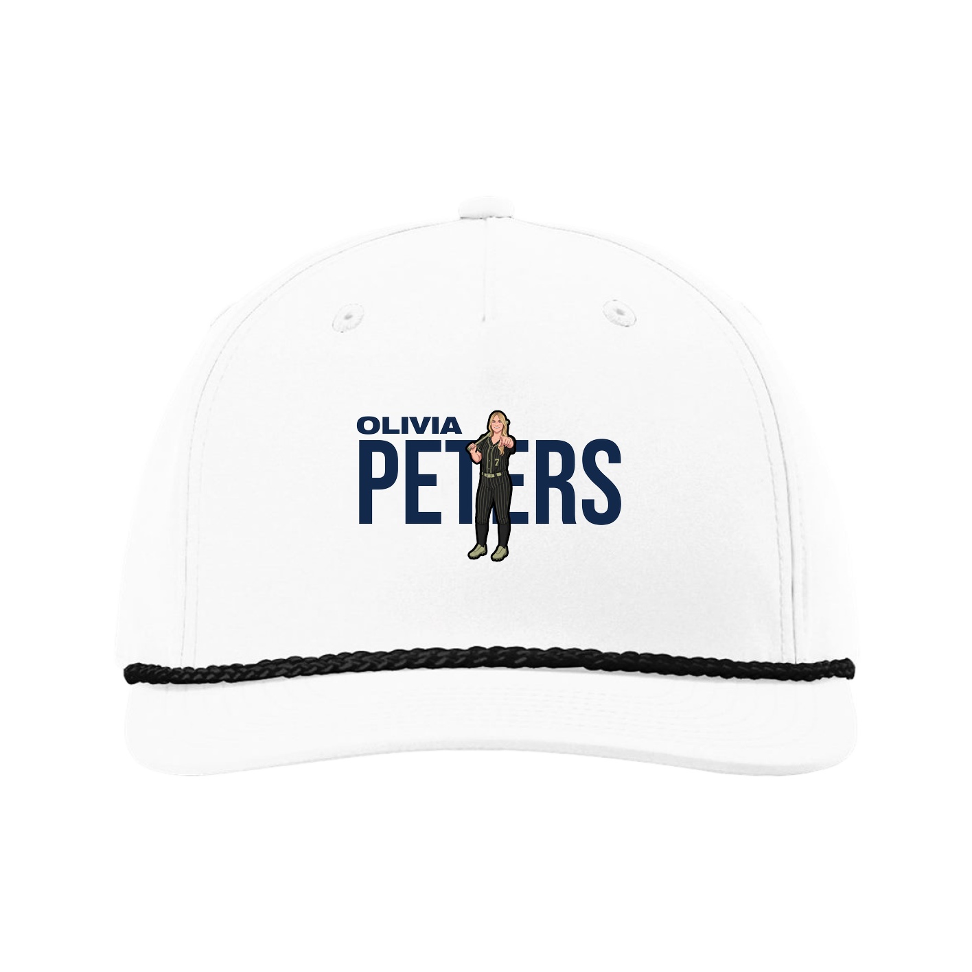 Five-Panel Classic Rope Cap — Player Name in White
