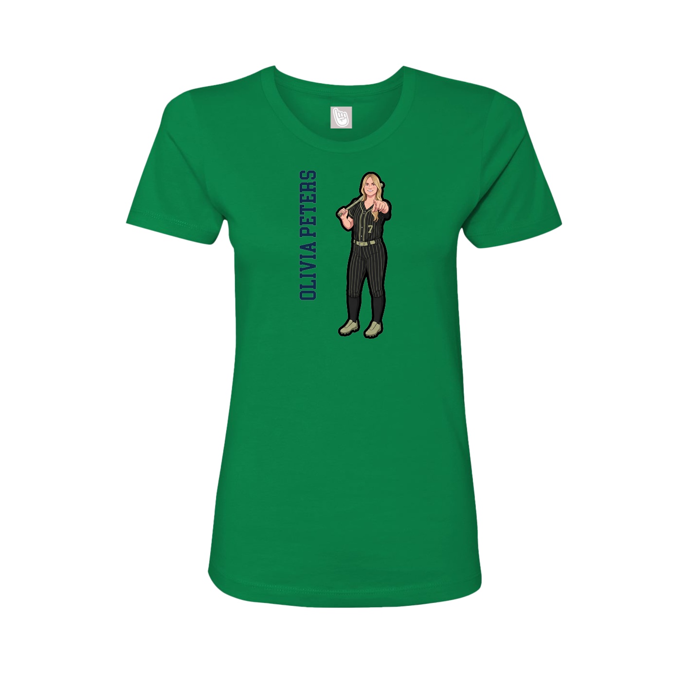 Fitted Women's Tee — Name Vertical in Green