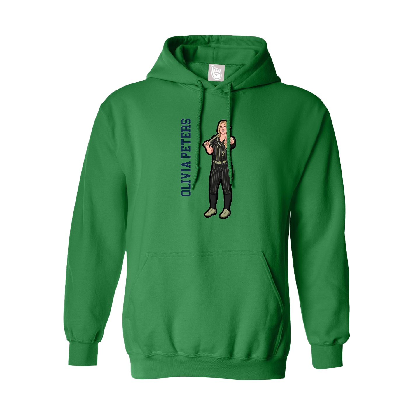 Youth Hoodie — Name Vertical in Green