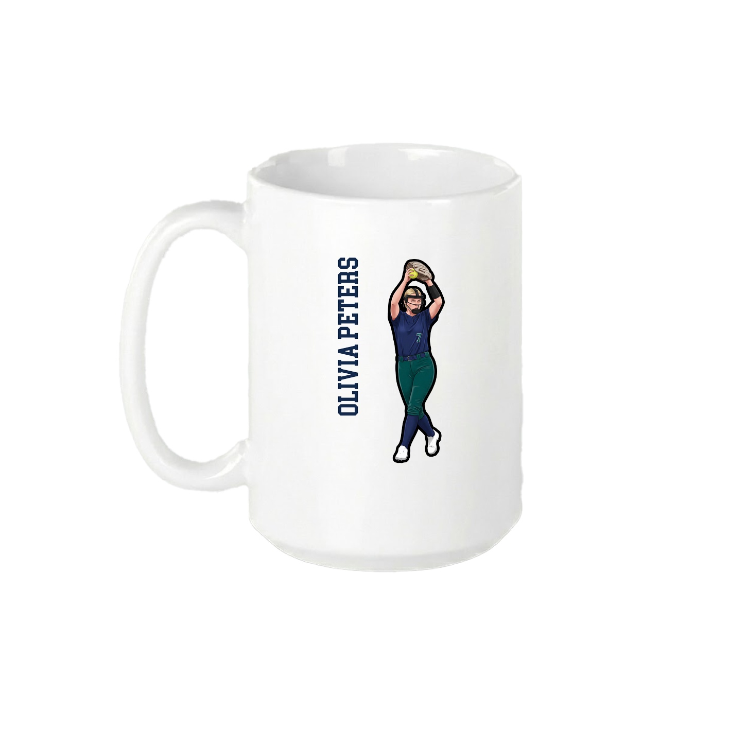 15oz Coffee Mug — Name Vertical in White