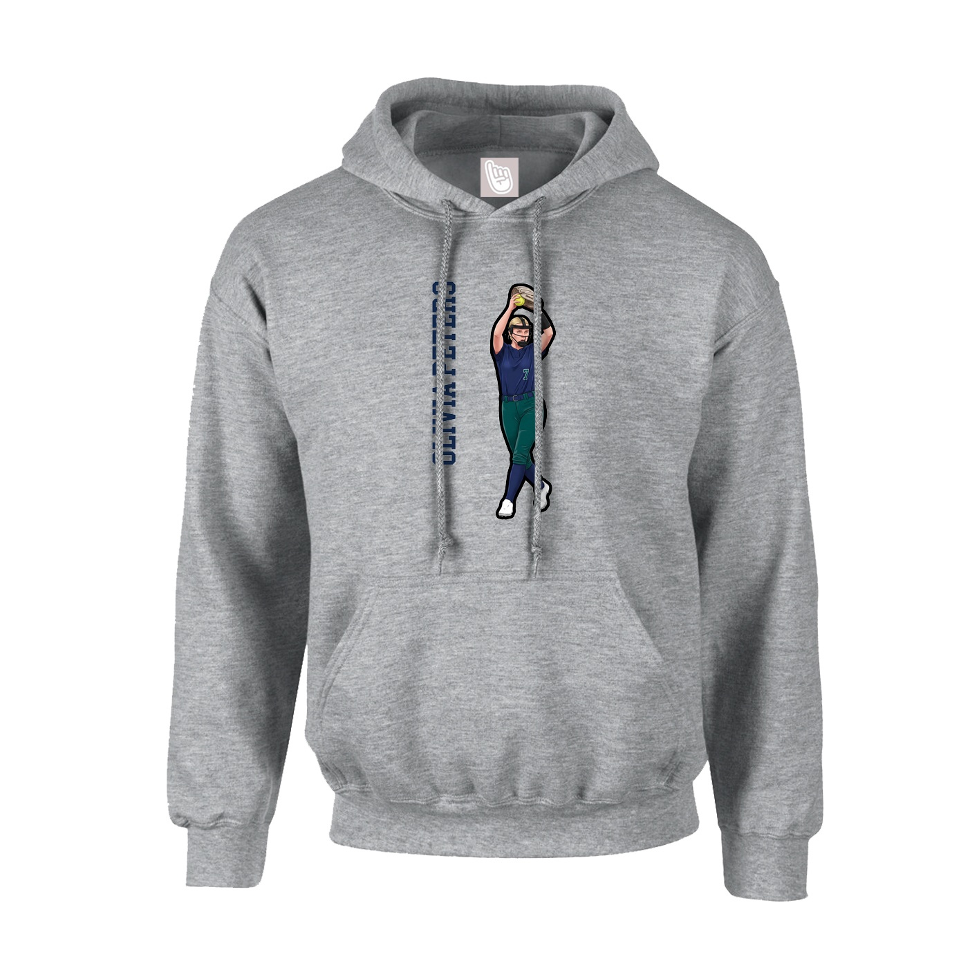 Youth Hoodie — Name Vertical in Grey