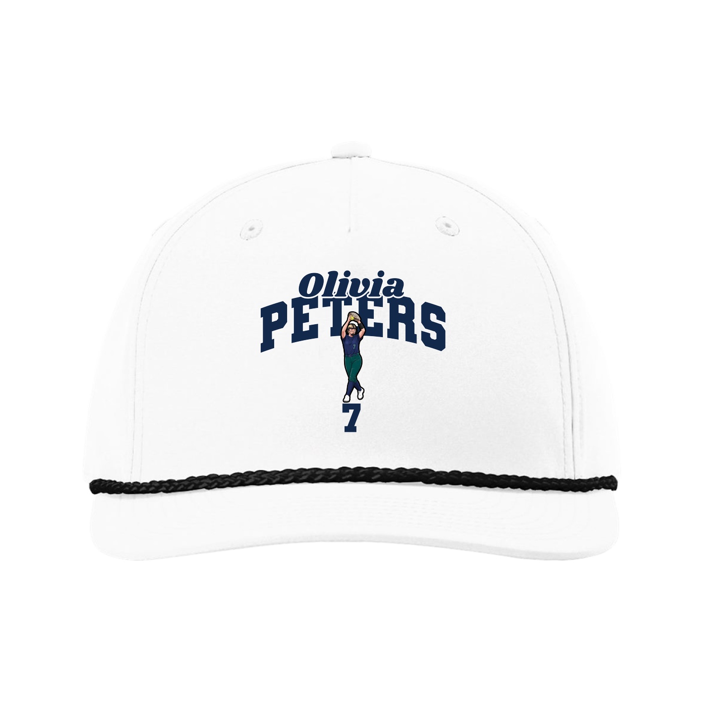 Five-Panel Classic Rope Cap — Signature Arch in White