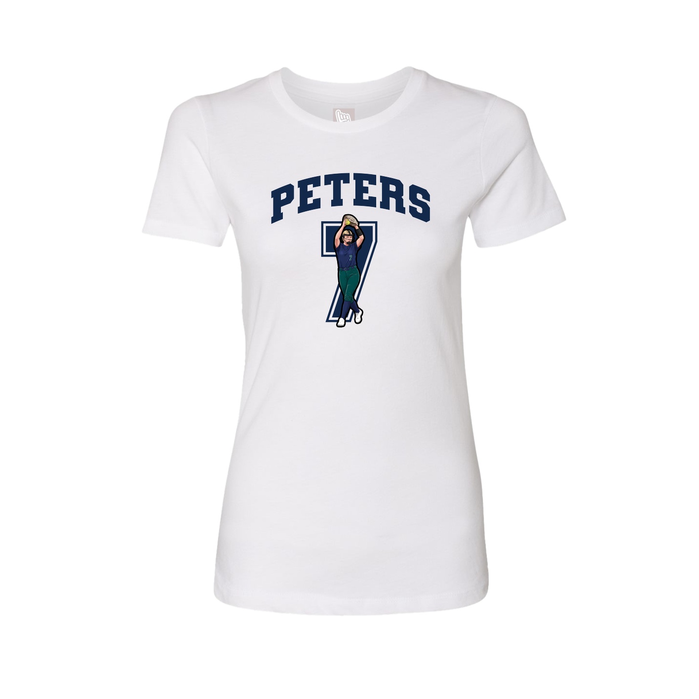 Fitted Women's Tee — Number in White