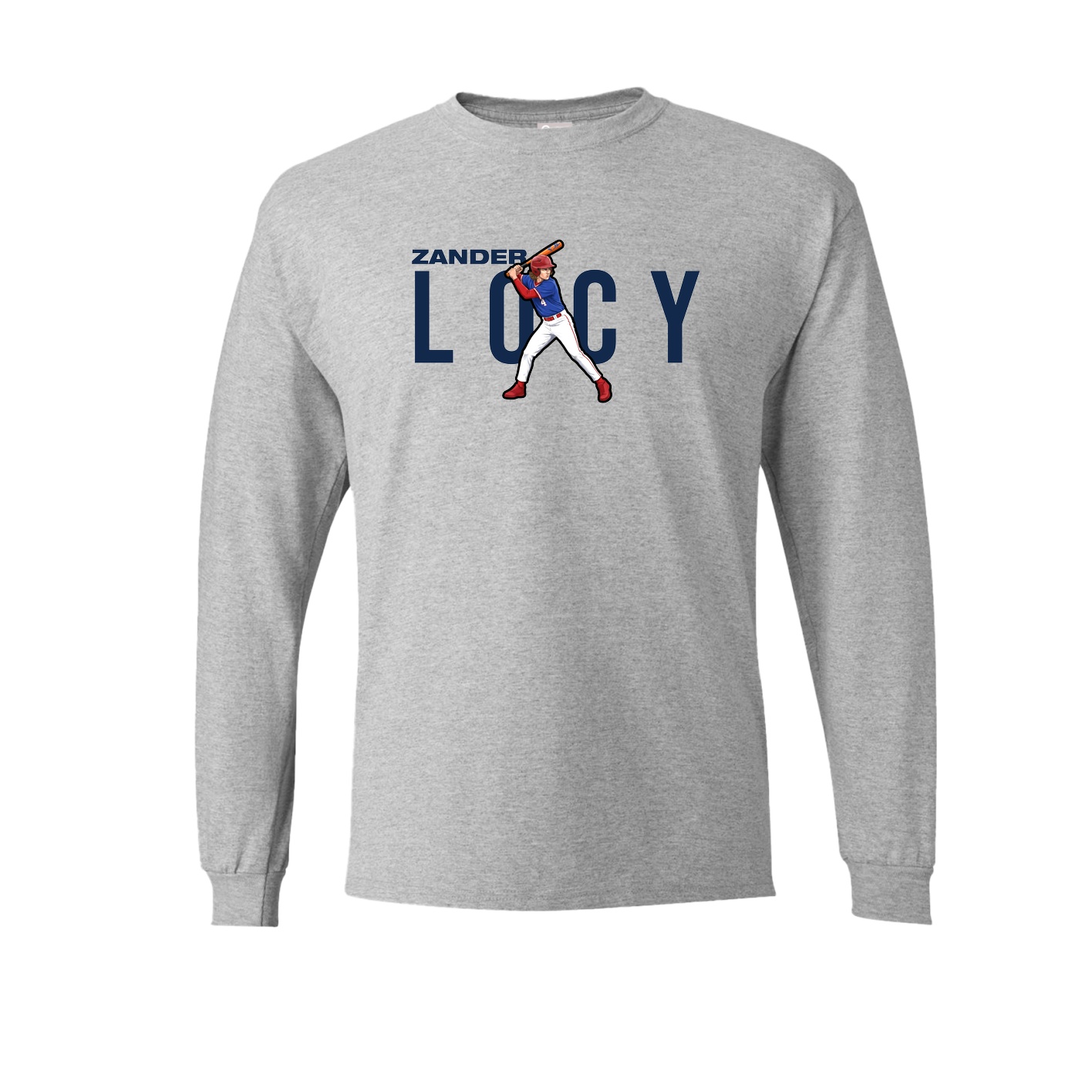 Long Sleeve Tee — Player Name in Grey