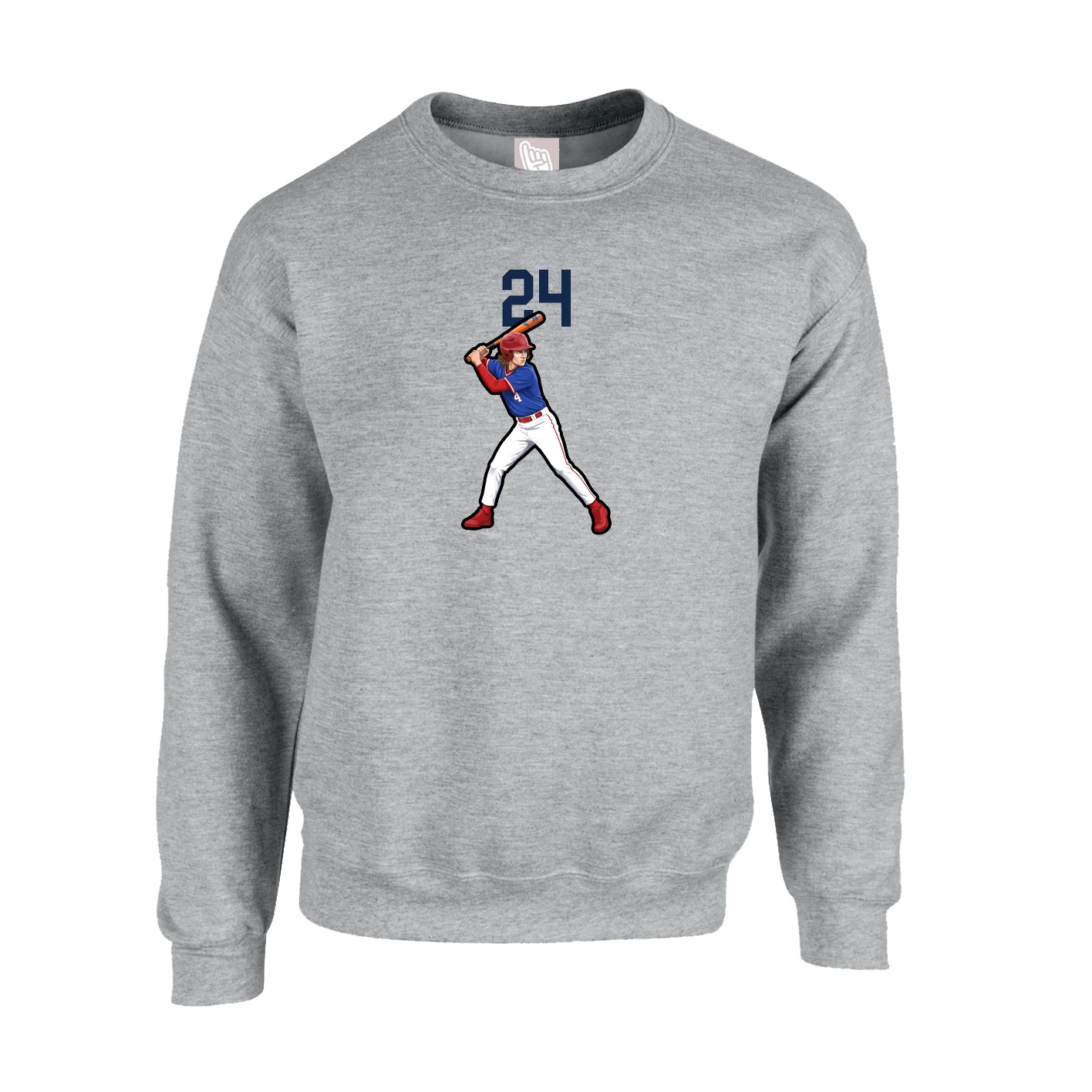 Fleece Crew — Number Top in Grey