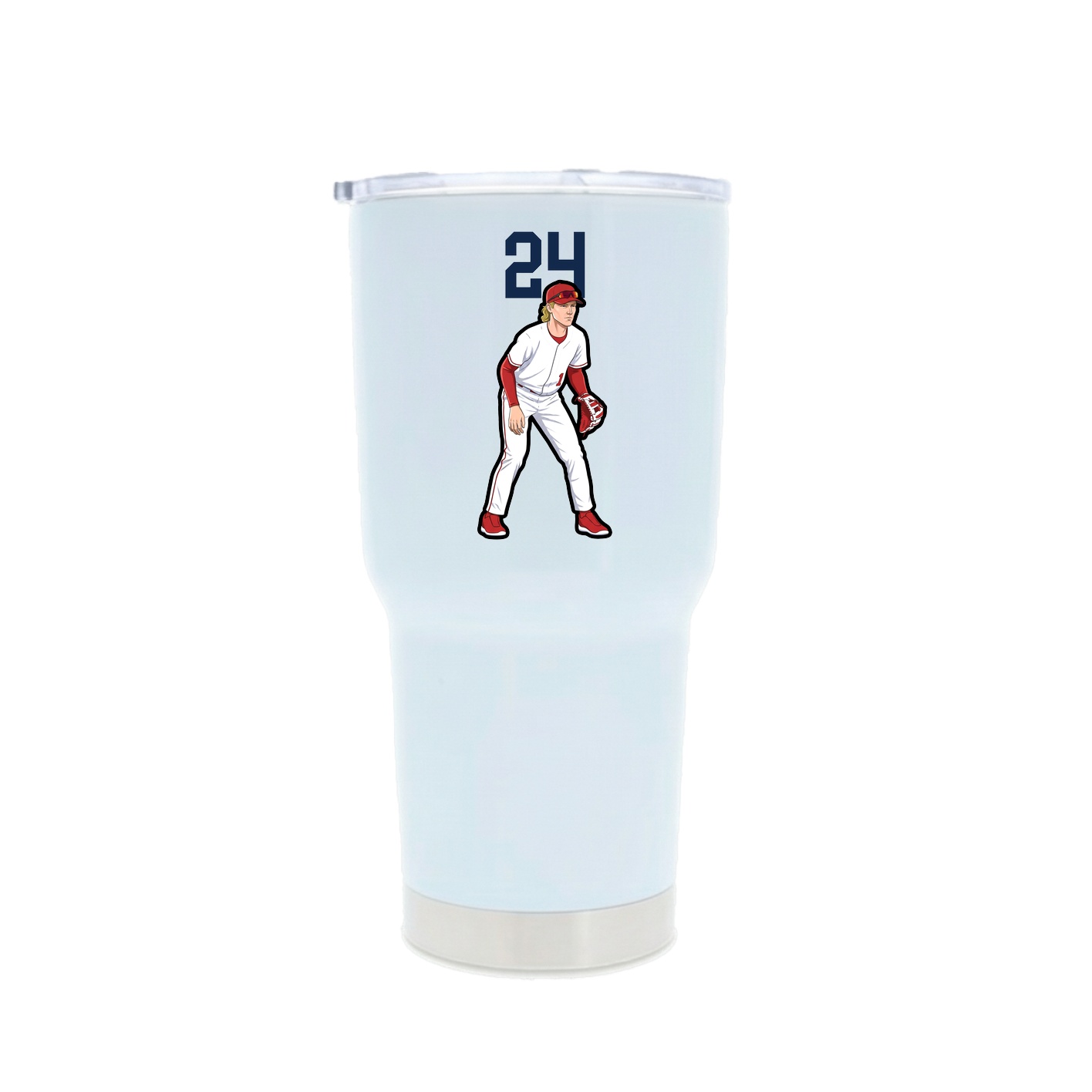 30oz Stainless Steel Tumbler — Number Top in White