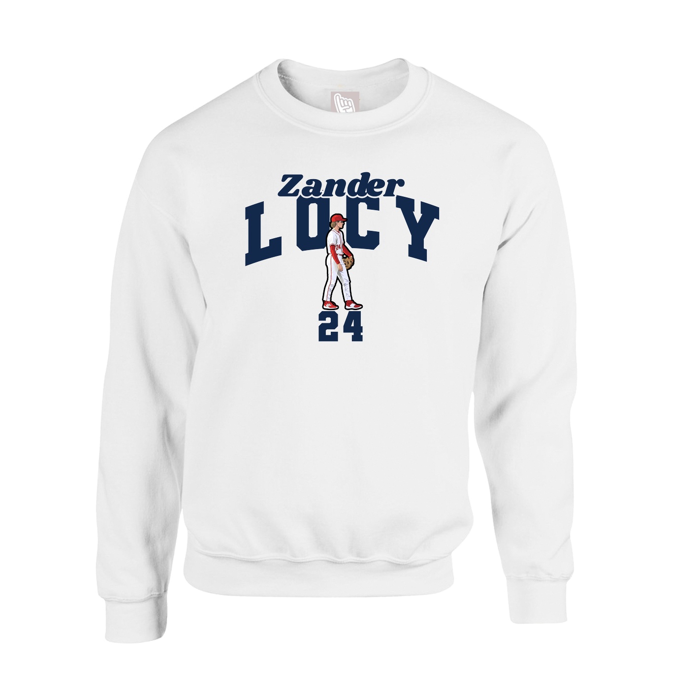 Fleece Crew — Signature Arch in White