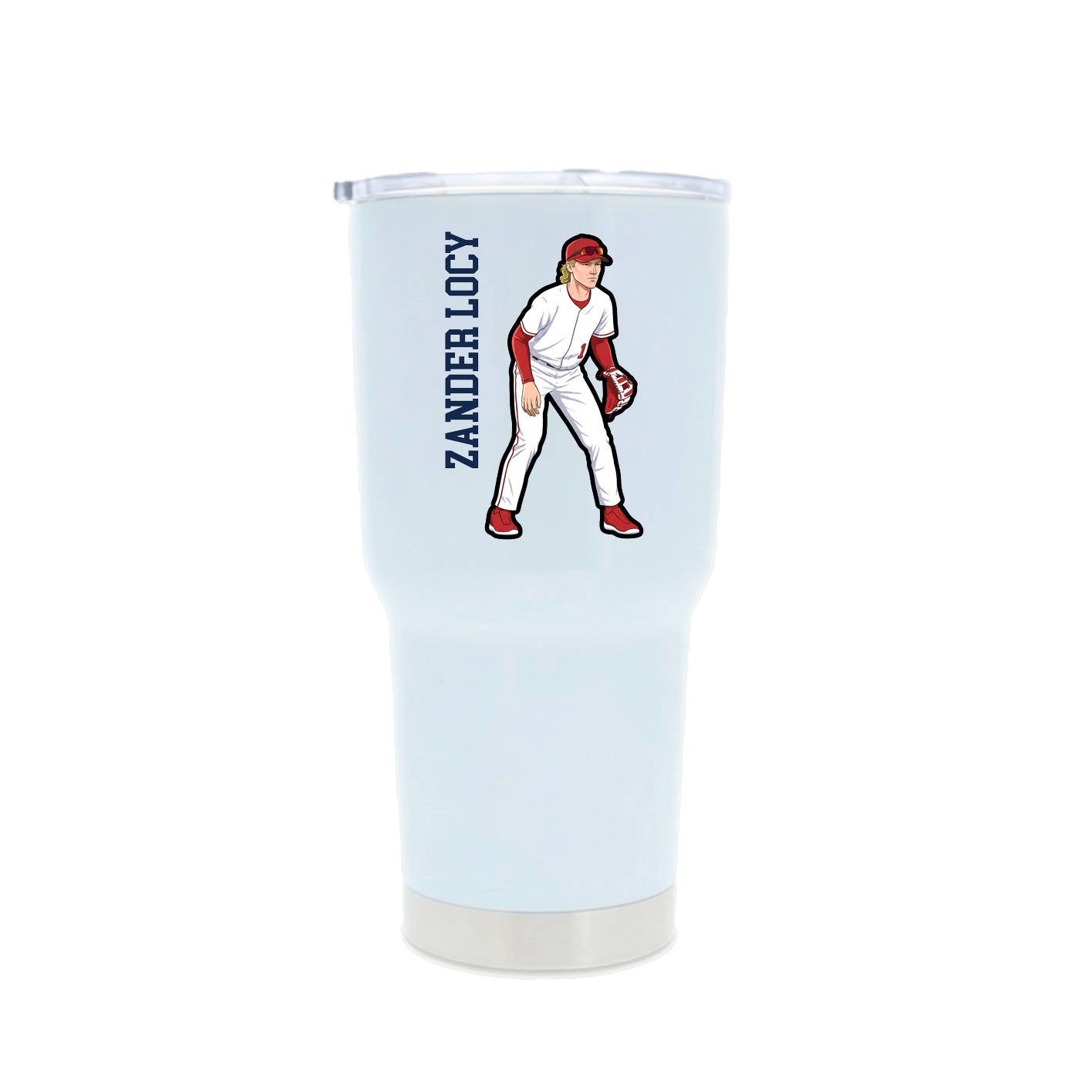 30oz Stainless Steel Tumbler — Name Vertical in White