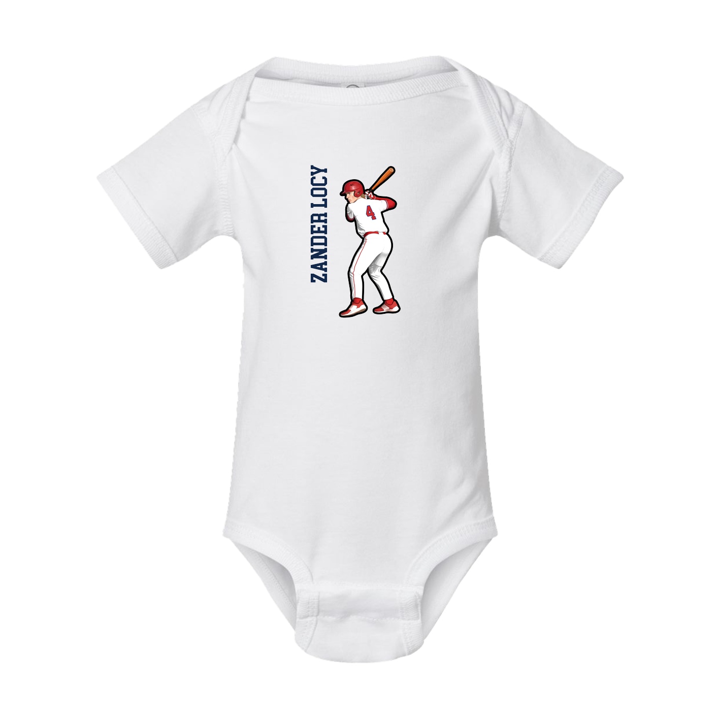 Baby Onesie — Name Vertical in White