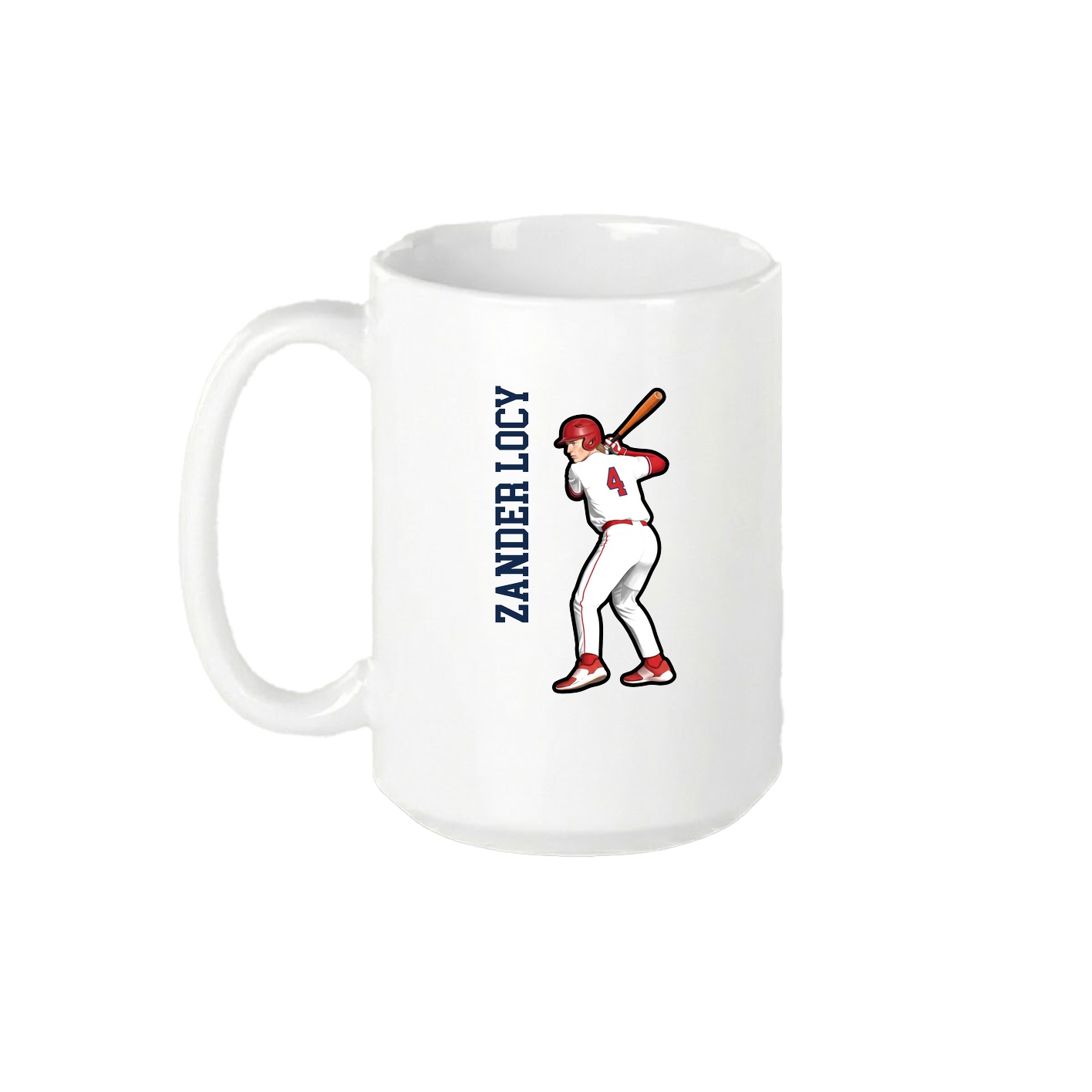 15oz Coffee Mug — Name Vertical in White